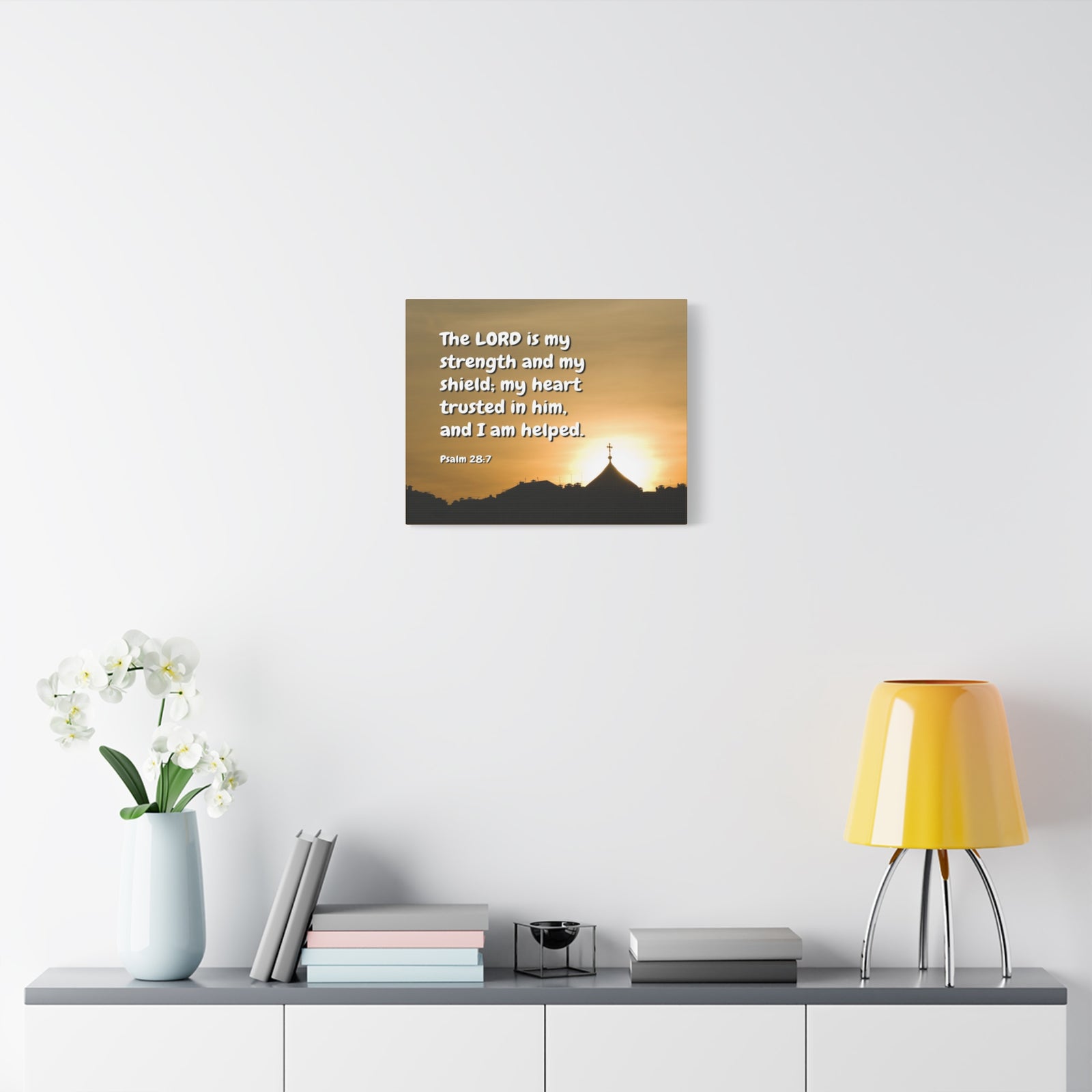 Scripture Canvas I Am Helped Psalm 28:7 Christian Wall Art Bible Verse Print Ready to Hang-Express Your Love Gifts