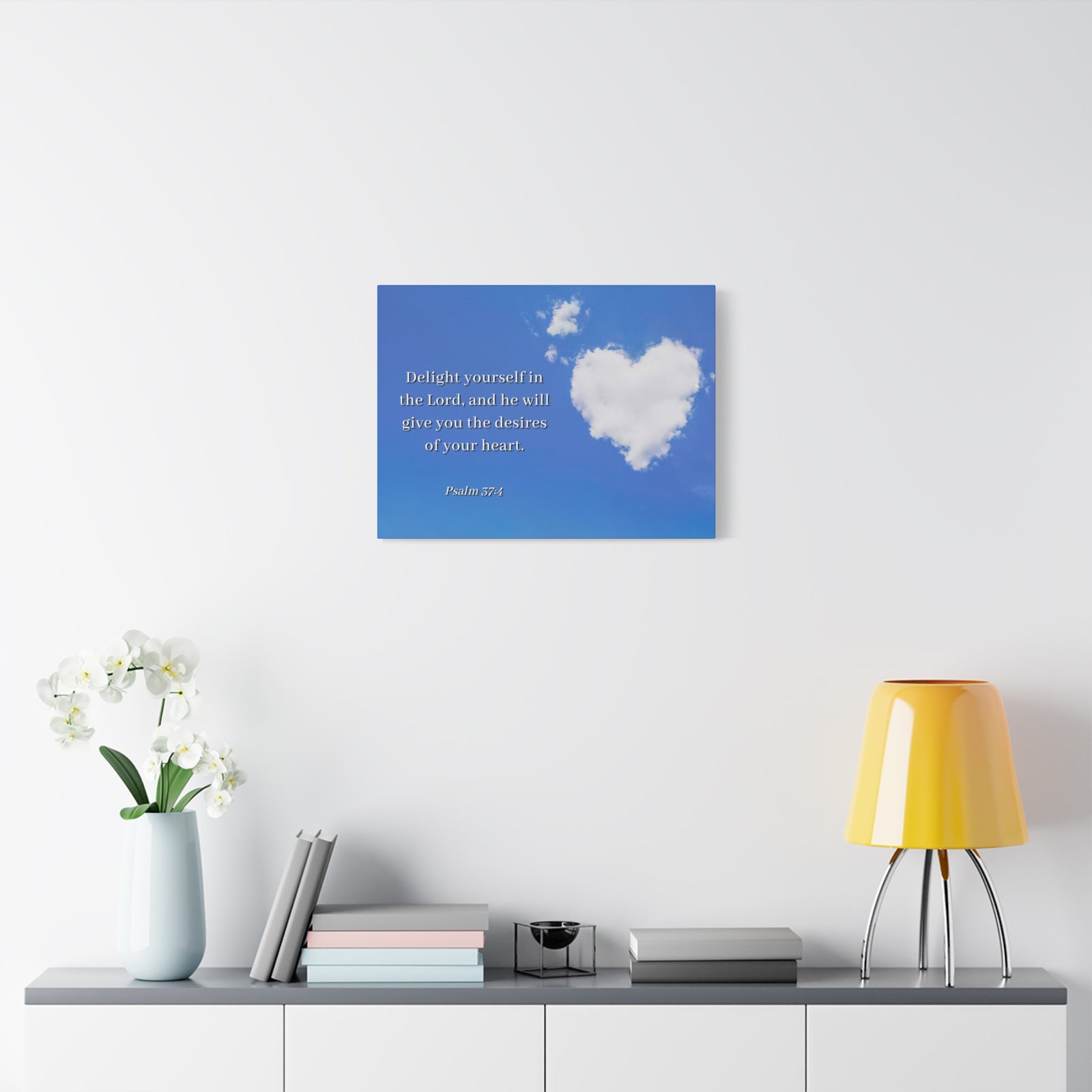 Scripture Canvas Desires Of Heart Psalms 37:4 Christian Wall Art Bible Verse Print Ready to Hang-Express Your Love Gifts