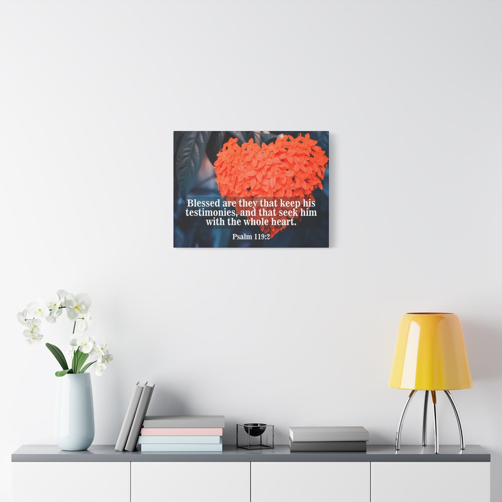 Scripture Canvas Keep His Testimonies Psalm 119:2 Christian Wall Art Bible Verse Print Ready to Hang-Express Your Love Gifts
