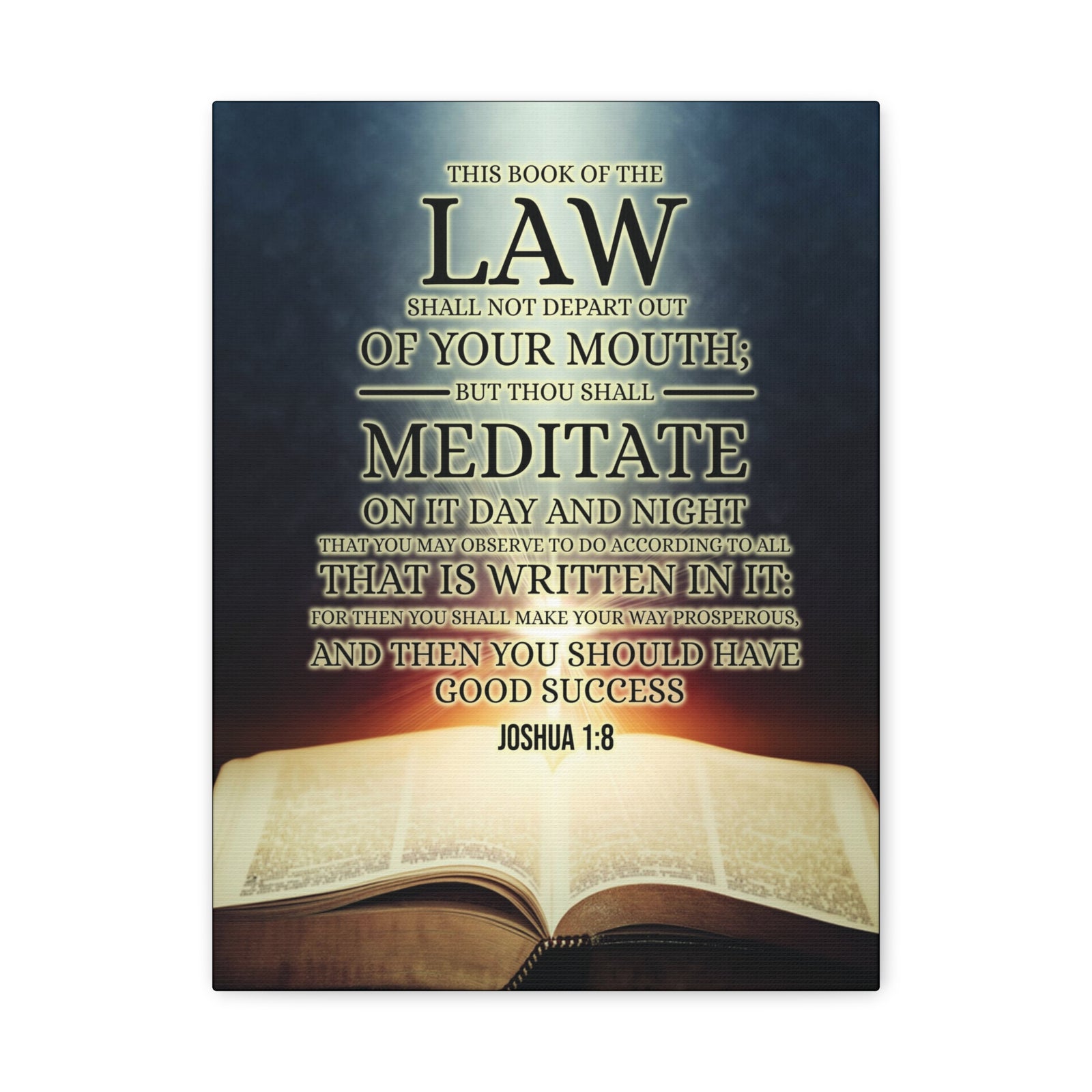 Scripture Canvas Book of the Law Joshua 1:8 Christian Wall Art Bible Verse Print Ready to Hang-Express Your Love Gifts
