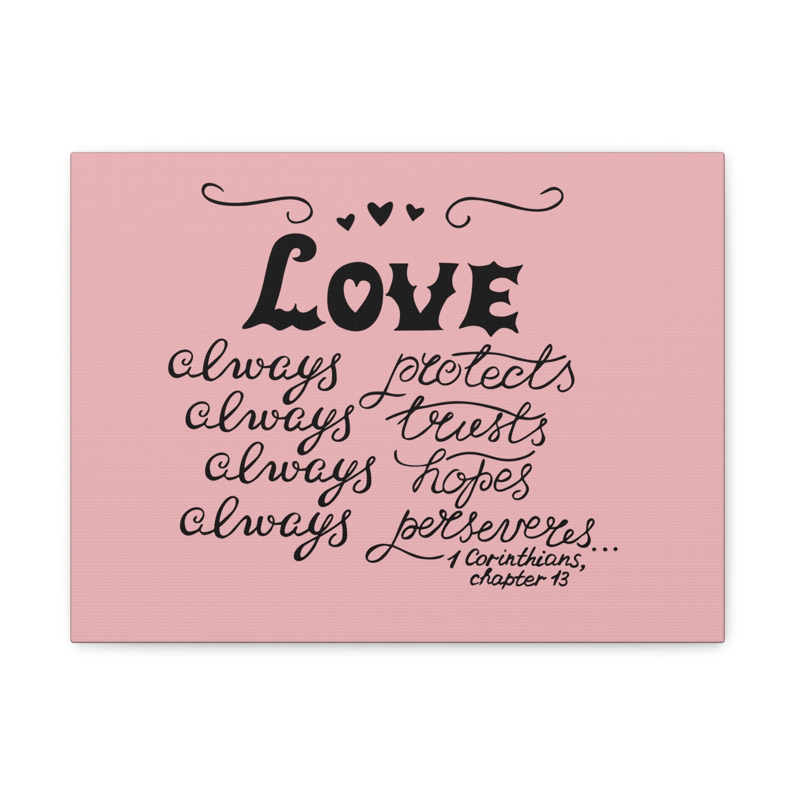 Scripture Canvas Love Always Protects 1 Corinthians Chapter 13 Christian Wall Art Bible Verse Print Ready To Hang-Express Your Love Gifts