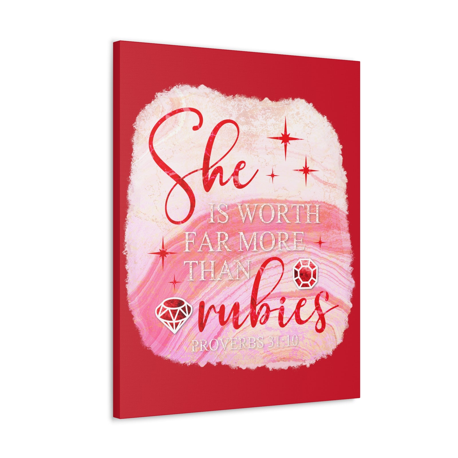Scripture Walls Proverbs 31:10 Rubies Bible Verse Canvas Christian Wall Art Ready to Hang Unframed-Express Your Love Gifts