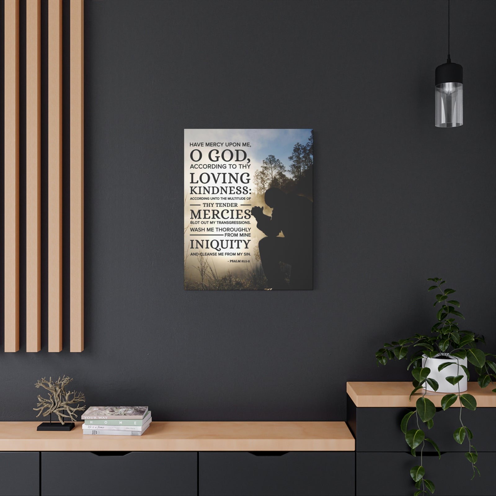 Scripture Canvas Have Mercy Upon Me Psalm 51:12 Christian Wall Art Bible Verse Print Ready to Hang-Express Your Love Gifts