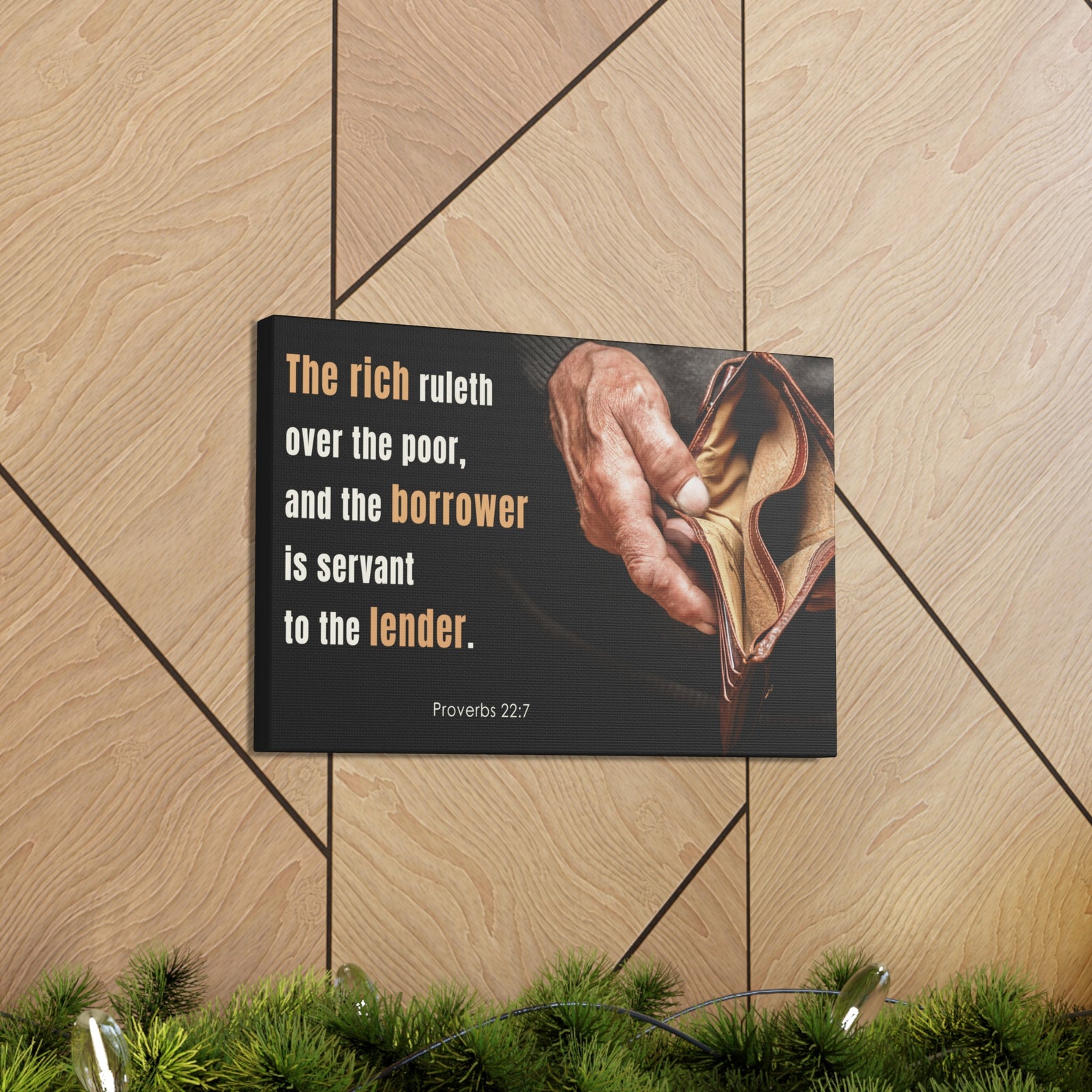 Scripture Walls To The Lender Proverbs 22:7 Bible Verse Canvas Christian Wall Art Ready to Hang-Express Your Love Gifts