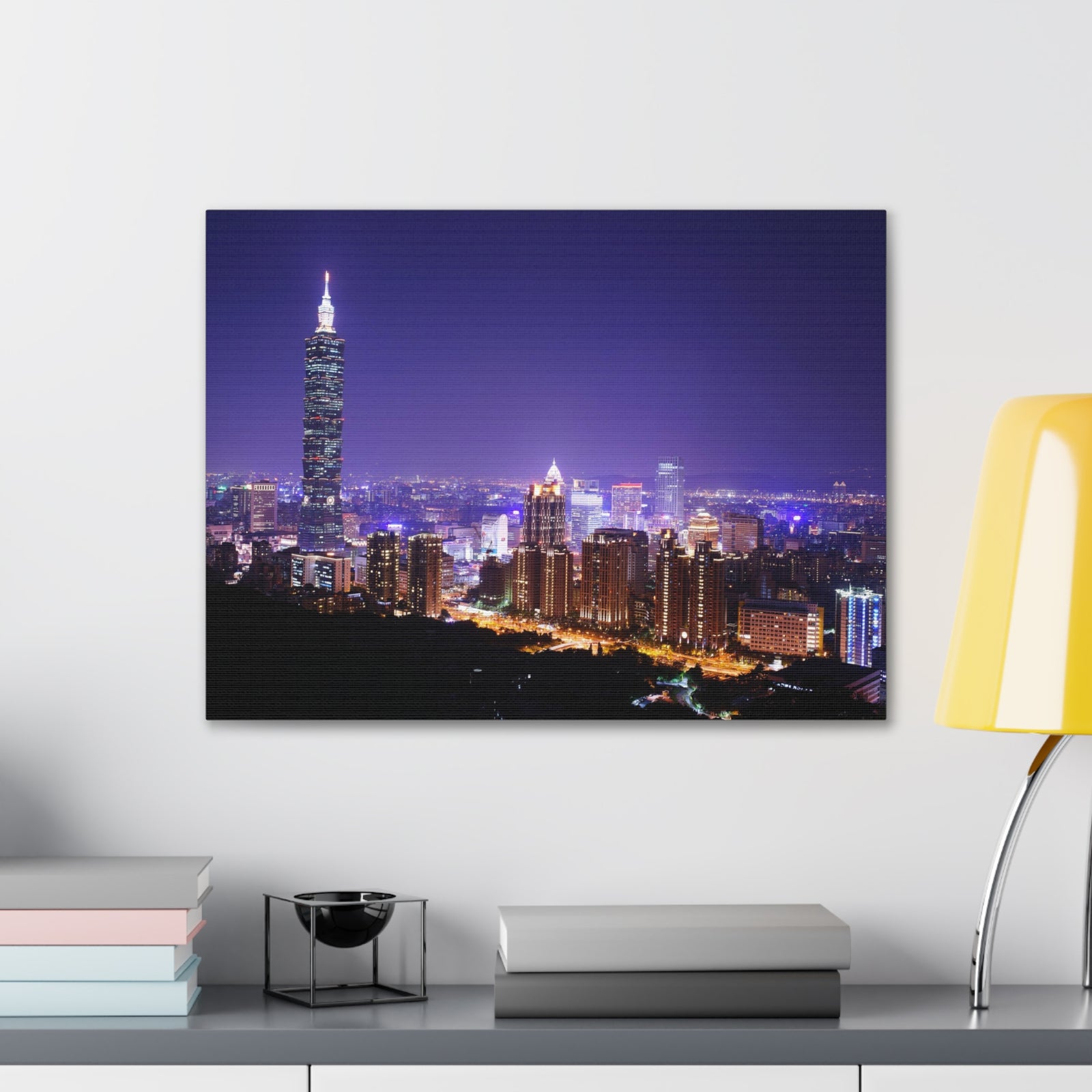 Taipei Night Skyline Canvas Artwork High-Quality Breathtaking Stunning Cityscape for Home Decor Ready to Hang-Express Your Love Gifts