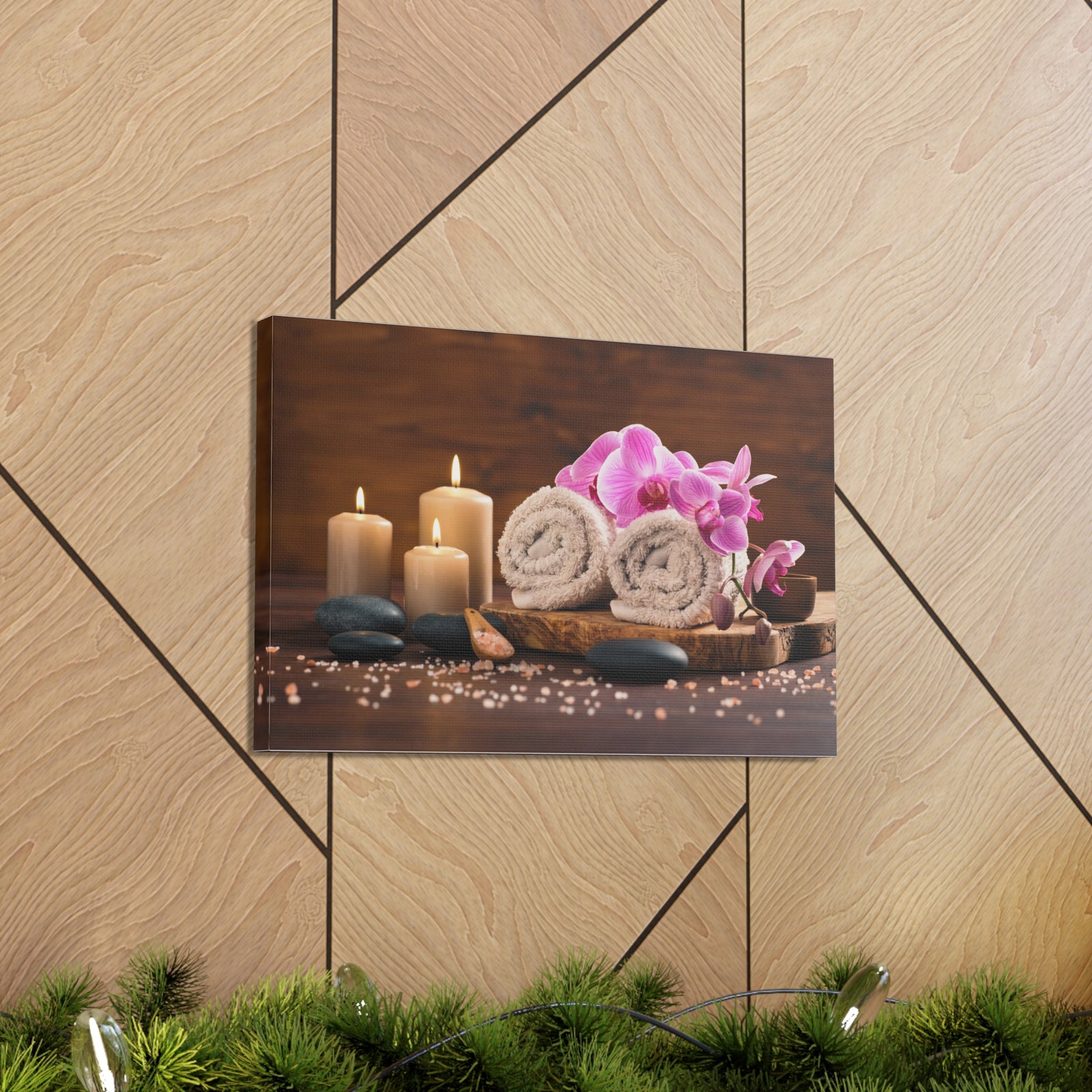 Rolled Towel and Orchids Forest Floral Nature Photography Canvas Wall Art for Home Decor Ready-to-Hang-Express Your Love Gifts