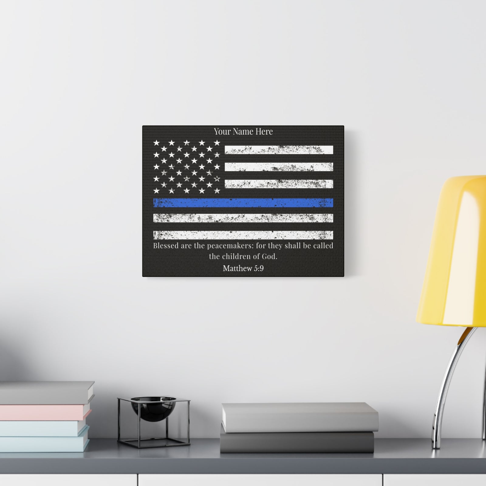 Scripture Walls Personalized Matthew 5:9 Police Officer Badge Bible Canvas Christian Wall Art Ready to Hang Unframed-Express Your Love Gifts
