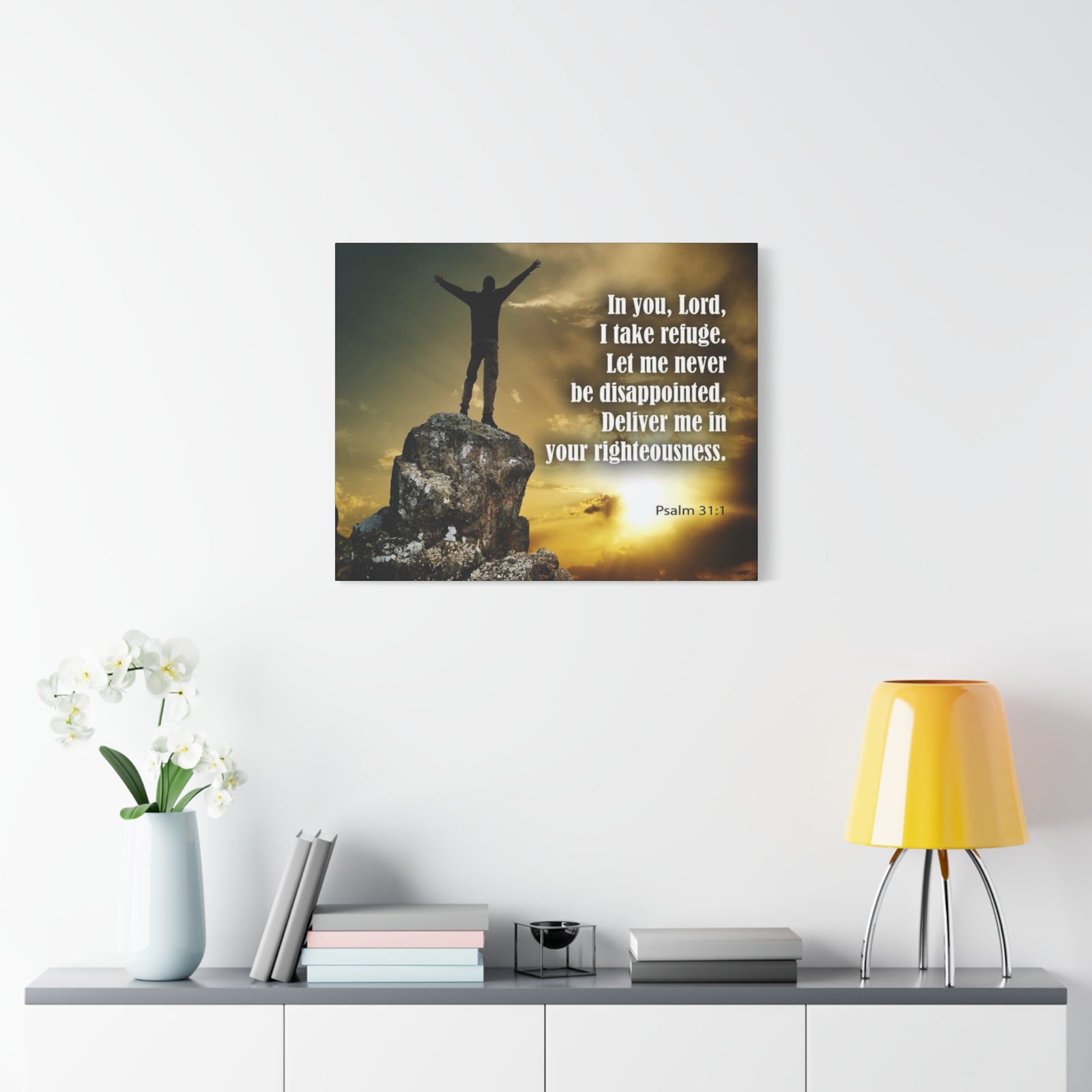 Scripture Canvas Never Be Disappointed Psalm 31:1 Christian Wall Art Bible Verse Print Ready to Hang-Express Your Love Gifts