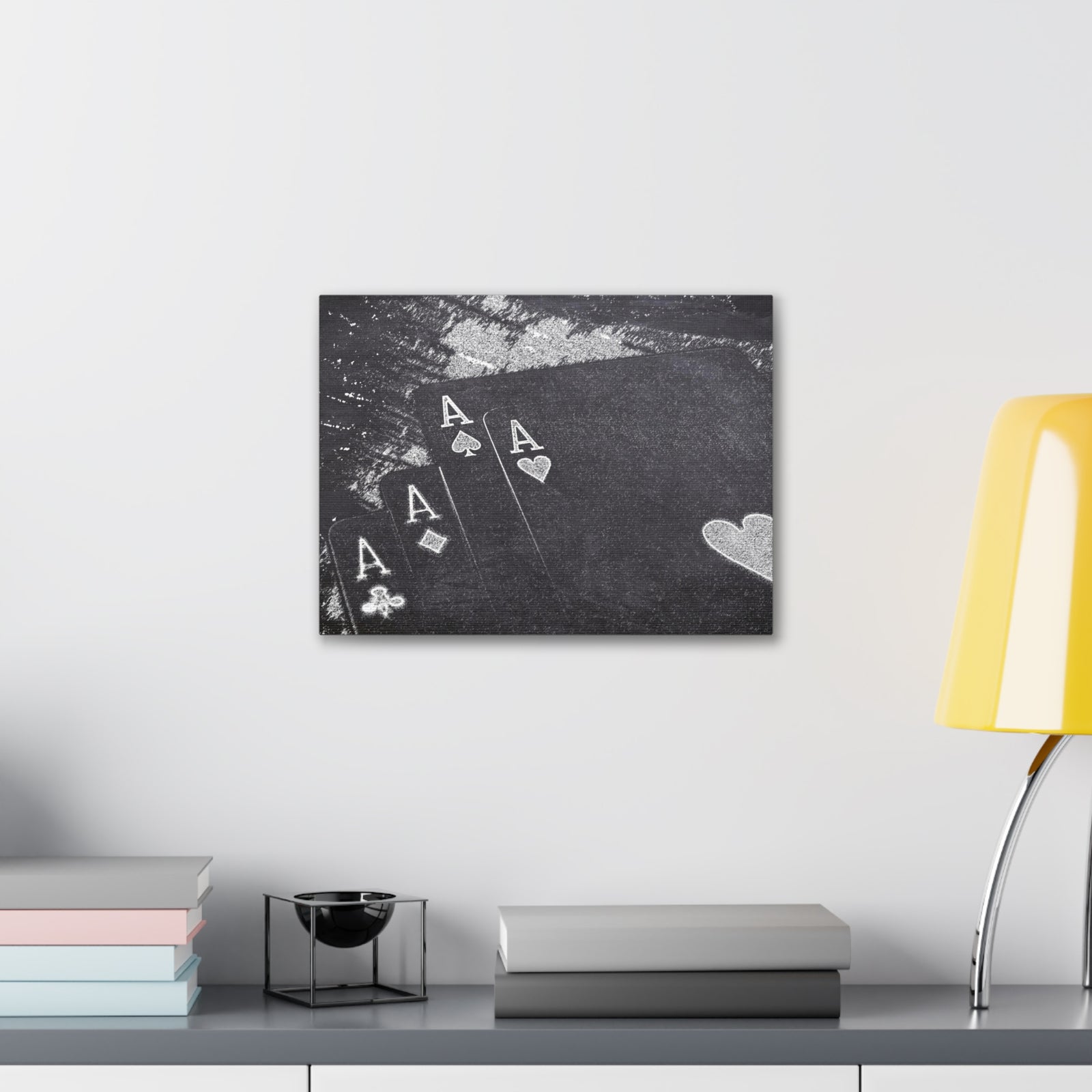 Chalkboard Playing Card Suit Ranked Playing Card Canvas Wall Art for Home Decor Ready-to-Hang-Express Your Love Gifts