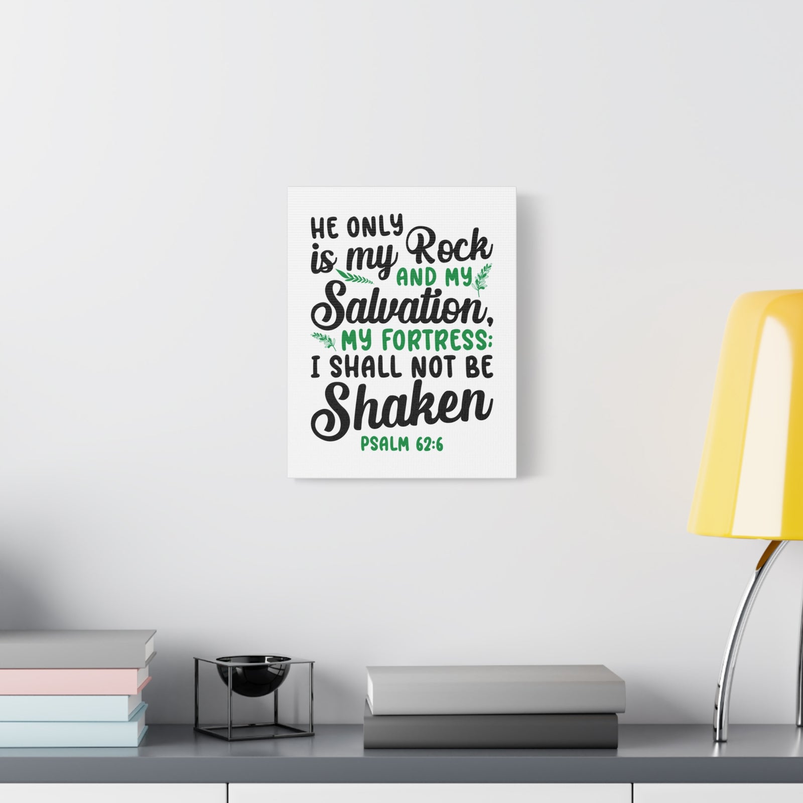 Scripture Canvas Salvation My Fortress Psalm 62:6 Christian Wall Art Bible Verse Print Ready to Hang-Express Your Love Gifts