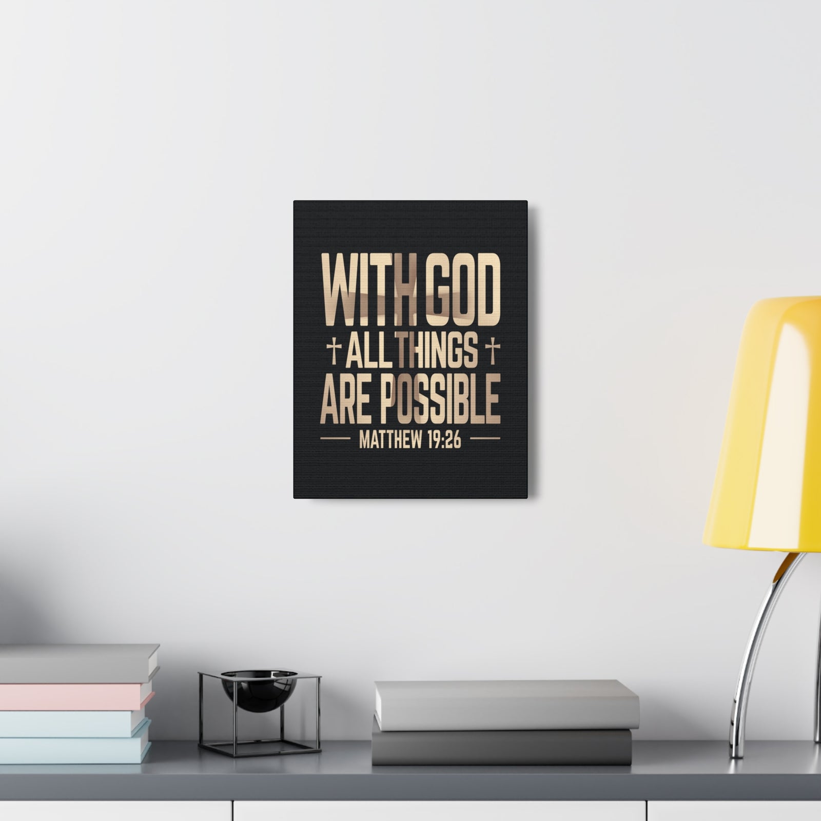 Scripture Walls Matthew 19:26 All Things Possible Bible Verse Canvas Christian Wall Art Ready to Hang Unframed-Express Your Love Gifts