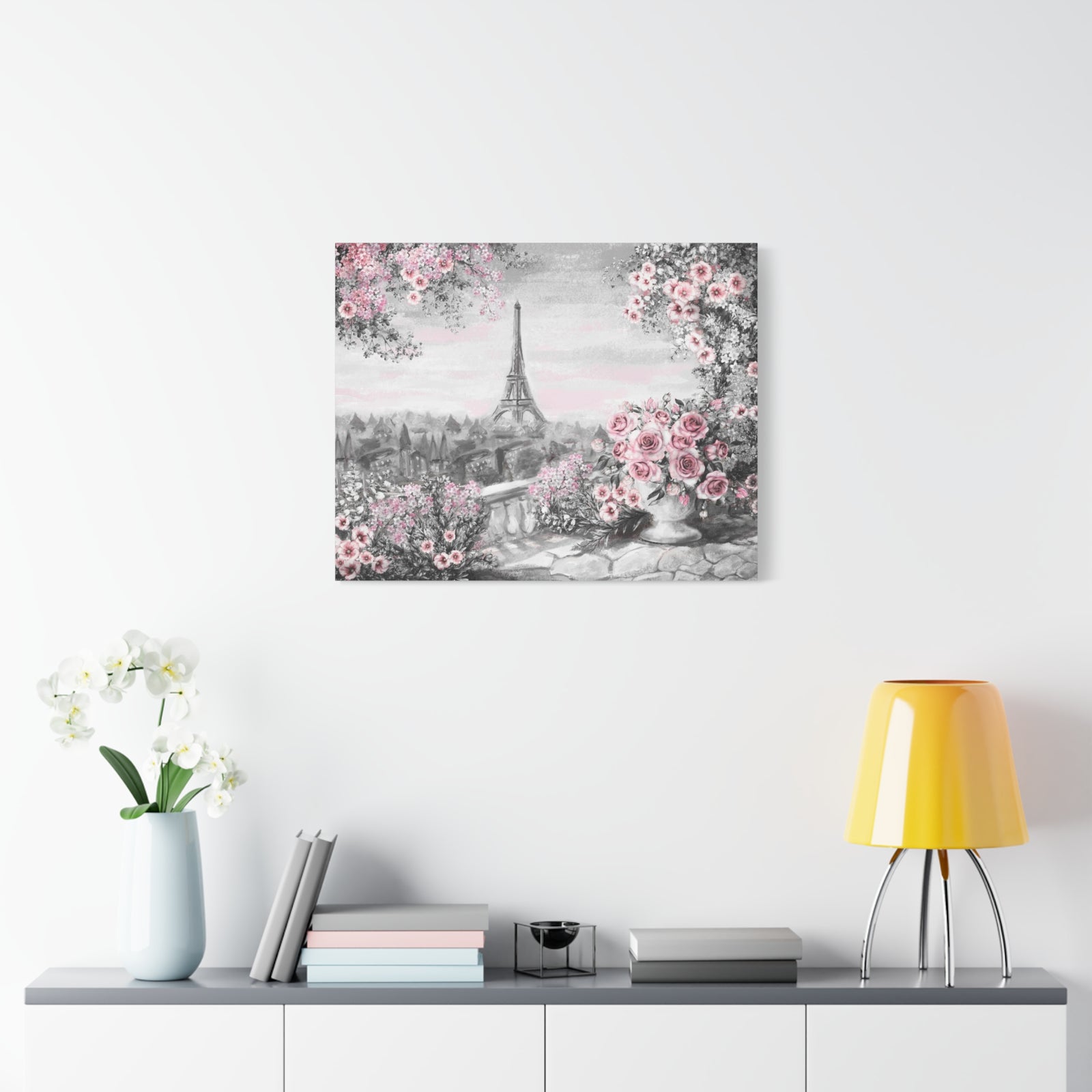 Paris Pink Rose France Canvas Artwork High-Quality Breathtaking French City for Home Decor Ready to Hang-Express Your Love Gifts