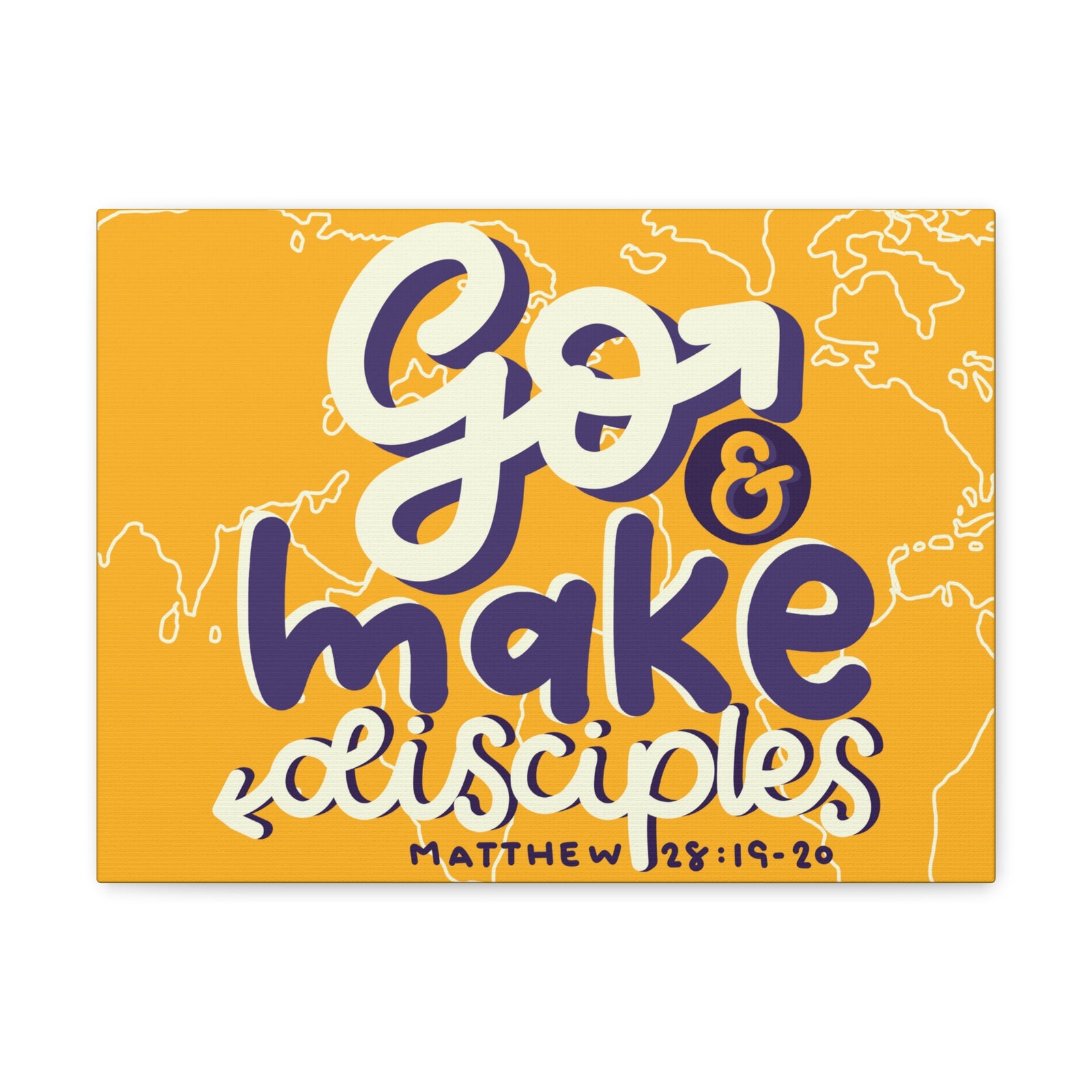 Scripture Canvas Go And Make Disciples Matthew 28:19-20 Christian Wall Art Bible Verse Print Ready to Hang-Express Your Love Gifts