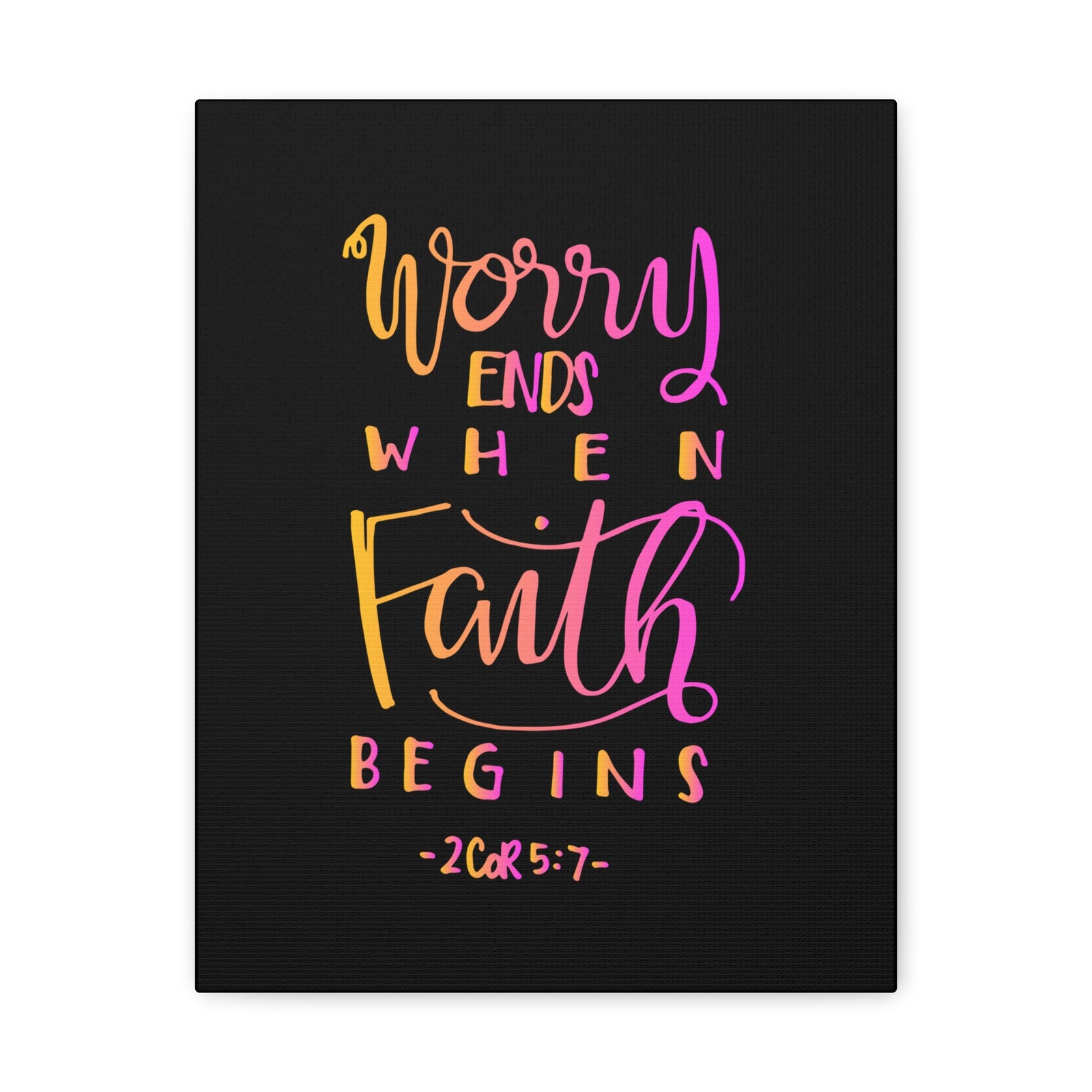 Scripture Walls Worry Ends 2 Corinthians 5:7 Bible Verse Canvas Christian Wall Art Ready to Hang-Express Your Love Gifts