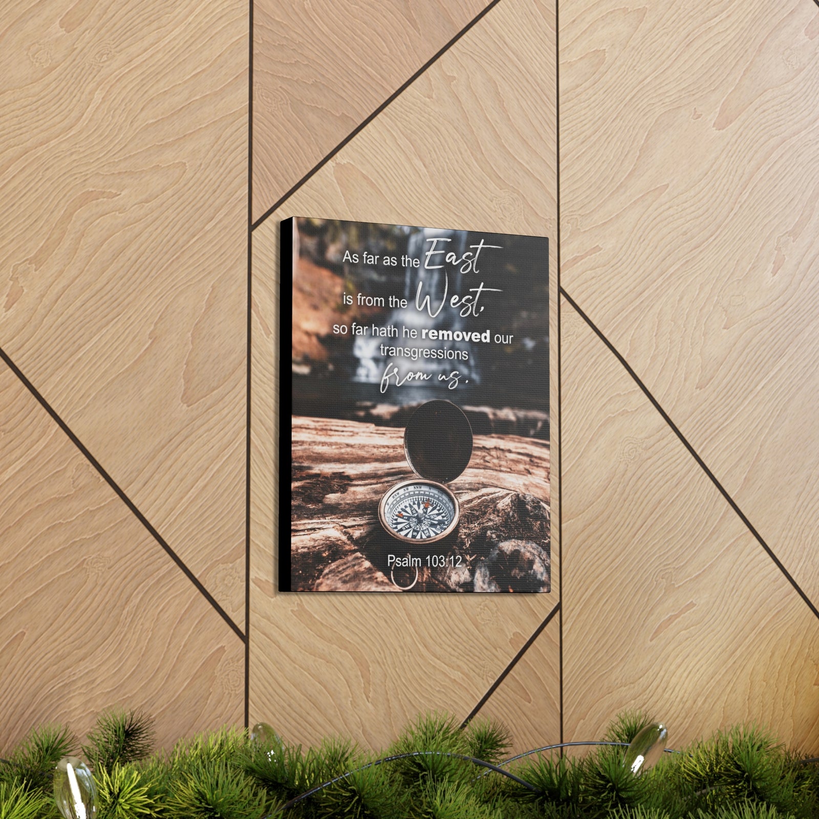 Scripture Canvas From Us Psalm 103:12 Christian Wall Art Bible Verse Print Ready to Hang-Express Your Love Gifts