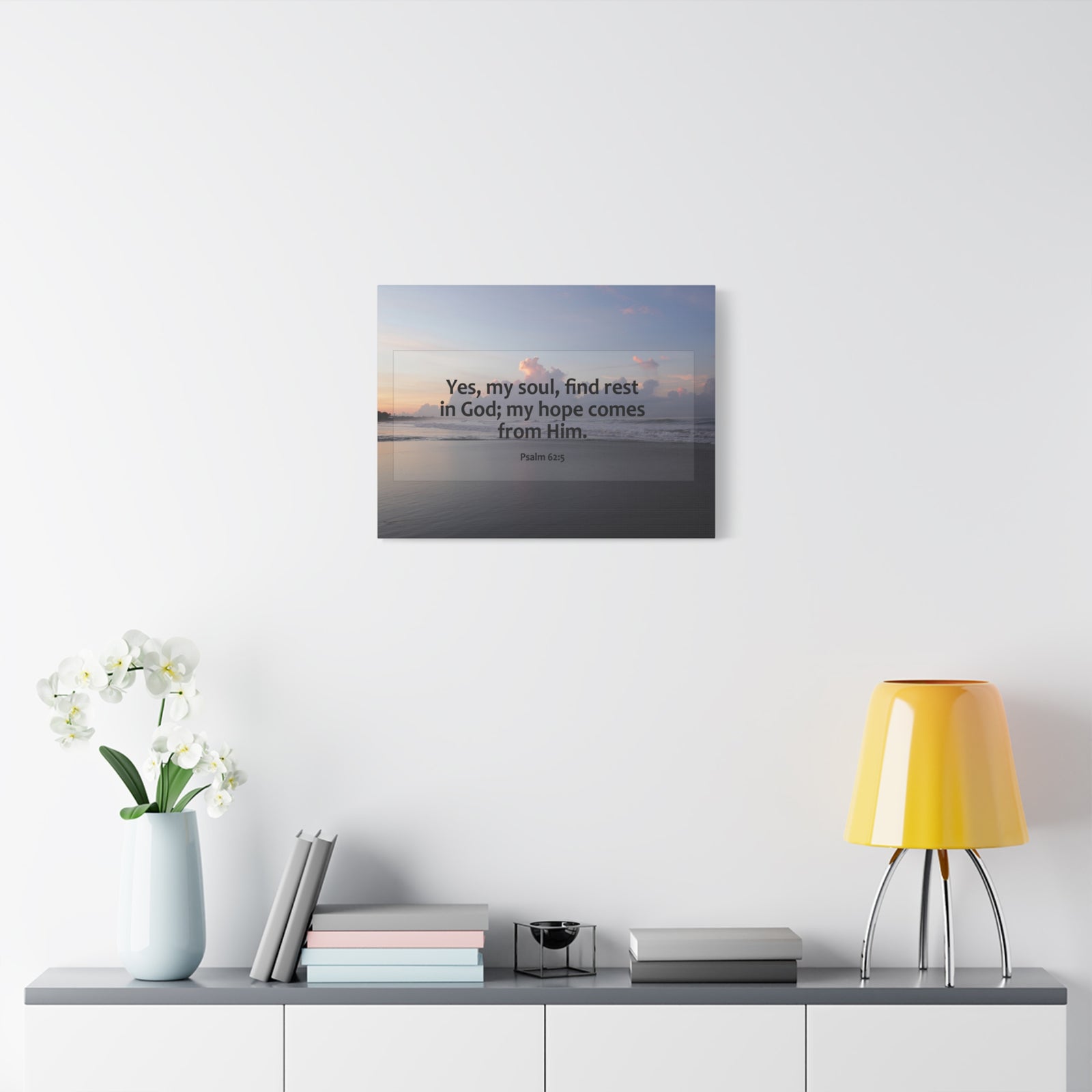 Scripture Canvas Find Rest In God Psalm 62:5 Christian Wall Art Bible Verse Print Ready to Hang-Express Your Love Gifts