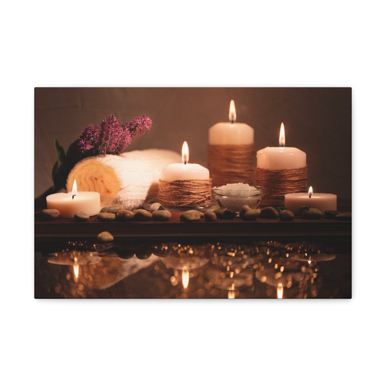 Pebbles and Aromatic Candles Forest Floral Nature Photography Canvas Wall Art for Home Decor Ready-to-Hang-Express Your Love Gifts