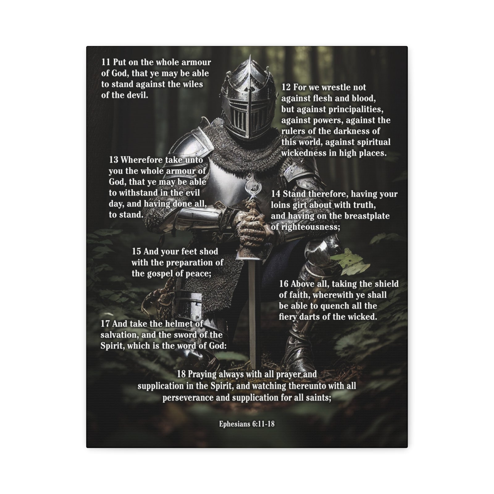 Scripture Walls Armor Of God Ephesians 6:11-18 Soldier Kneels Christian Wall Art Print Ready to Hang Unframed-Express Your Love Gifts