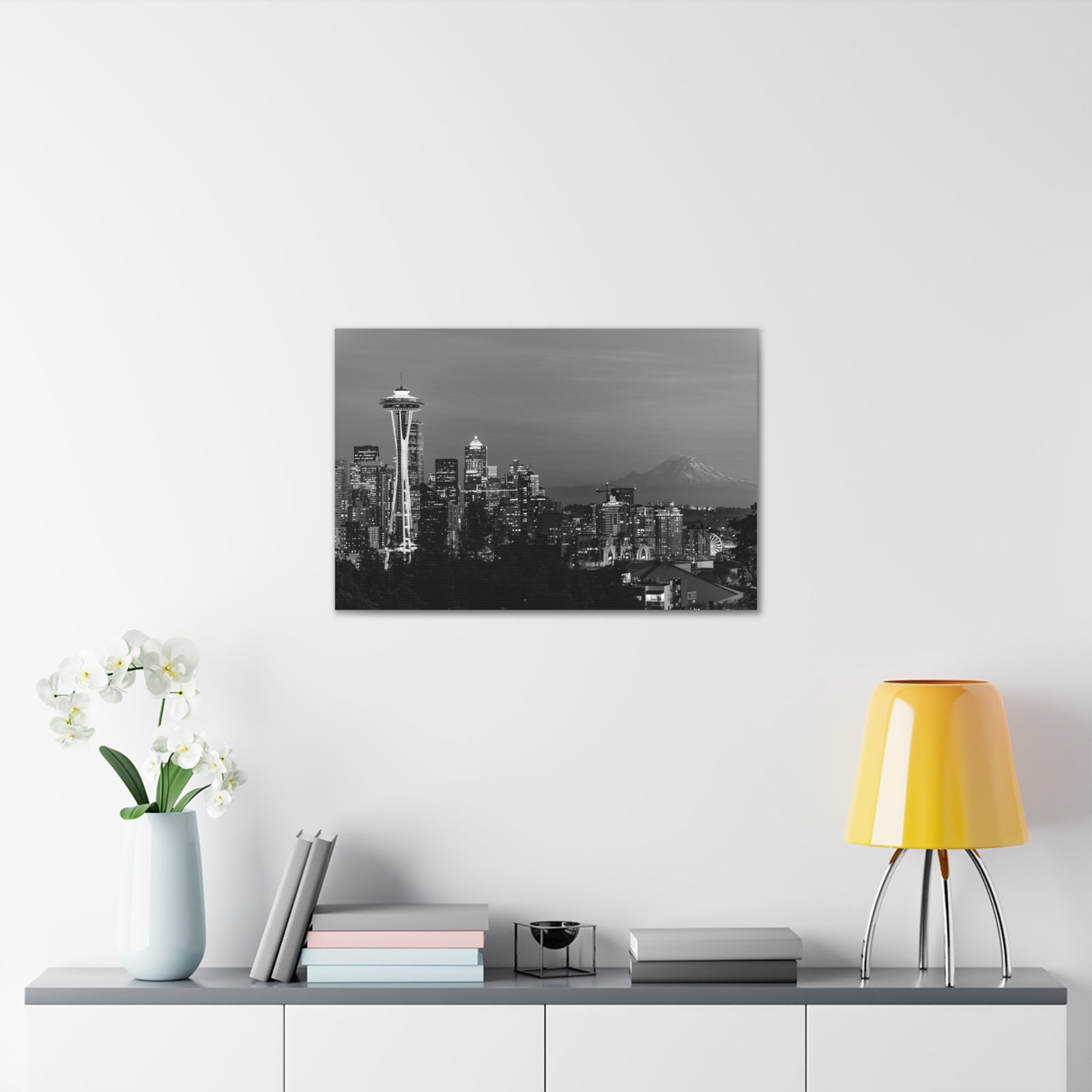 Seattle Black And White Skyline Canvas Artwork High-Quality Breathtaking Stunning Cityscape for Home Decor Ready to Hang-Express Your Love Gifts