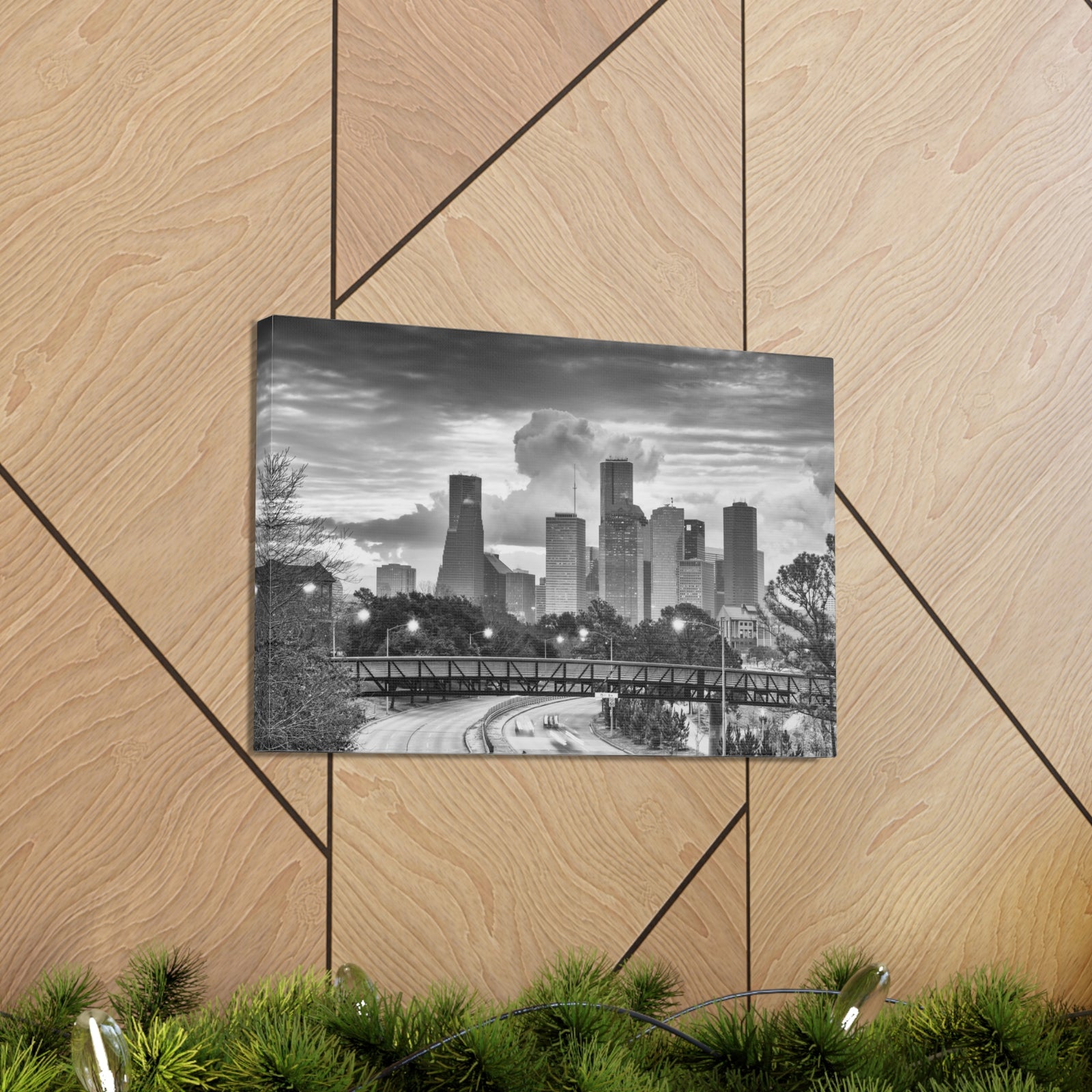 Houston Black And White Skyline Canvas Artwork High-Quality Breathtaking Stunning Cityscape for Home Decor Ready to Hang-Express Your Love Gifts