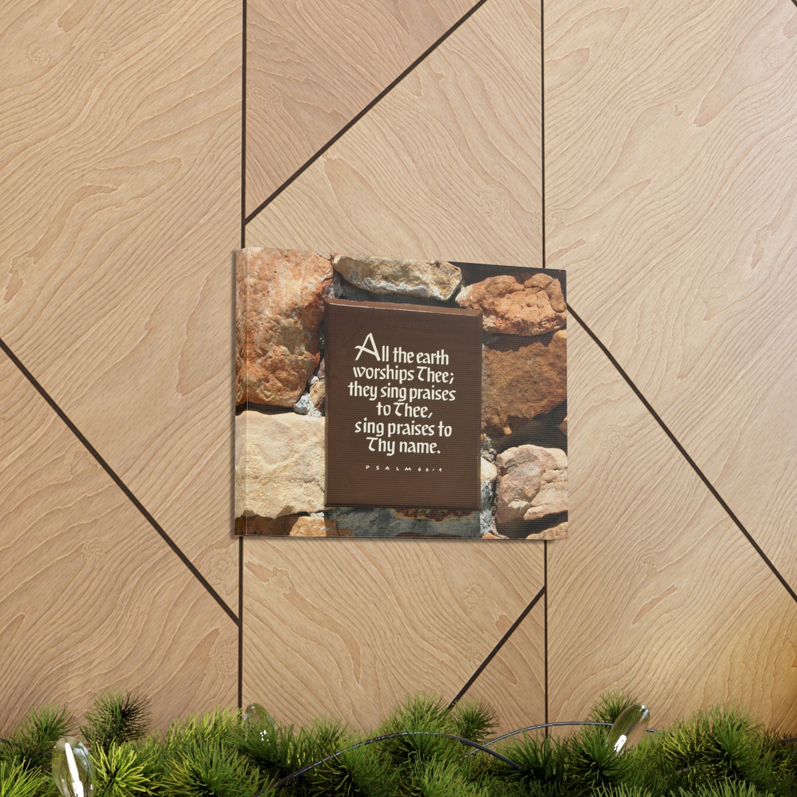 Scripture Walls Worships Thee Psalm 66:4 Bible Verse Canvas Christian Wall Art Ready to Hang-Express Your Love Gifts