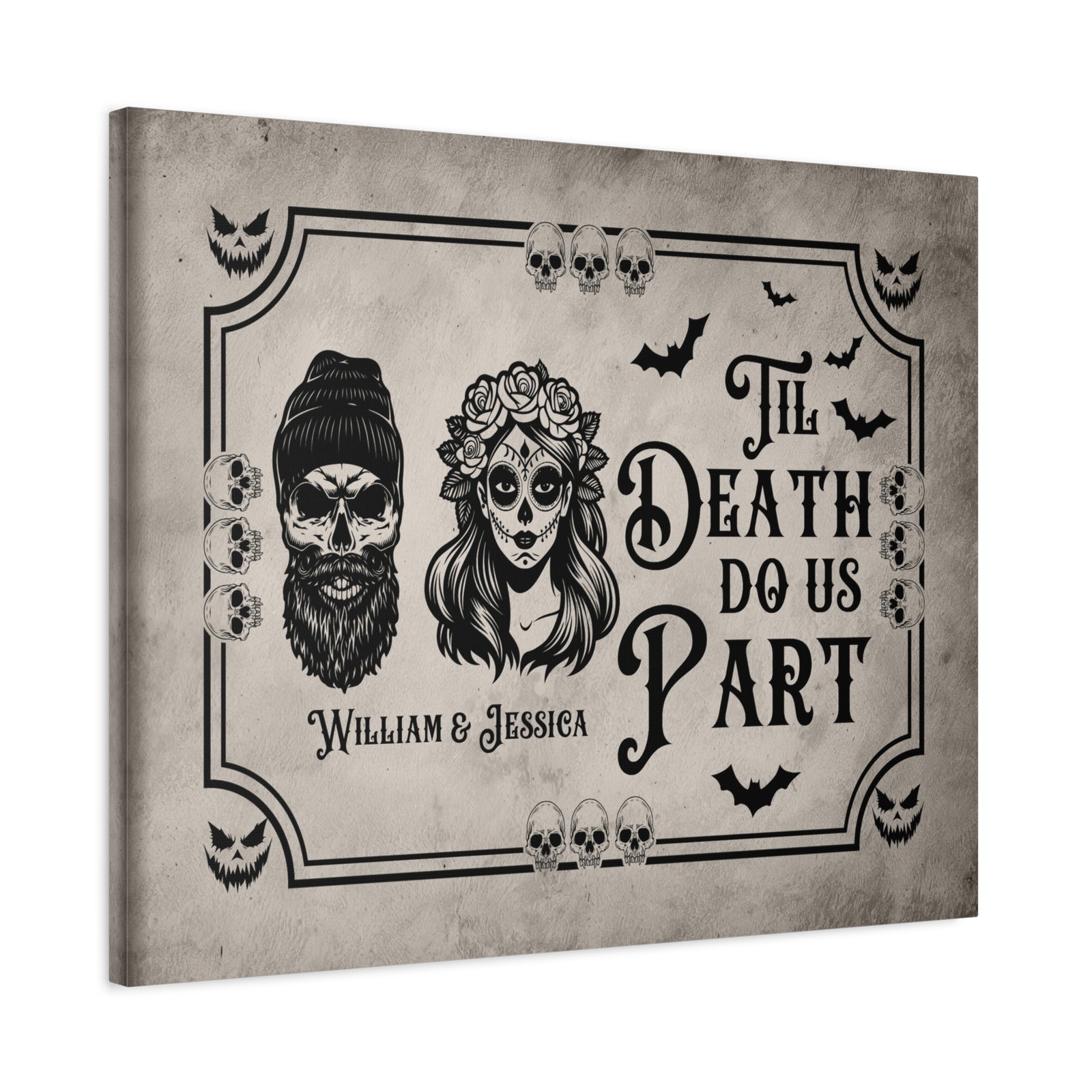 Personalized Till Death Do Us Part Canvas – Gothic Wedding Wall Art-Express Your Love Gifts