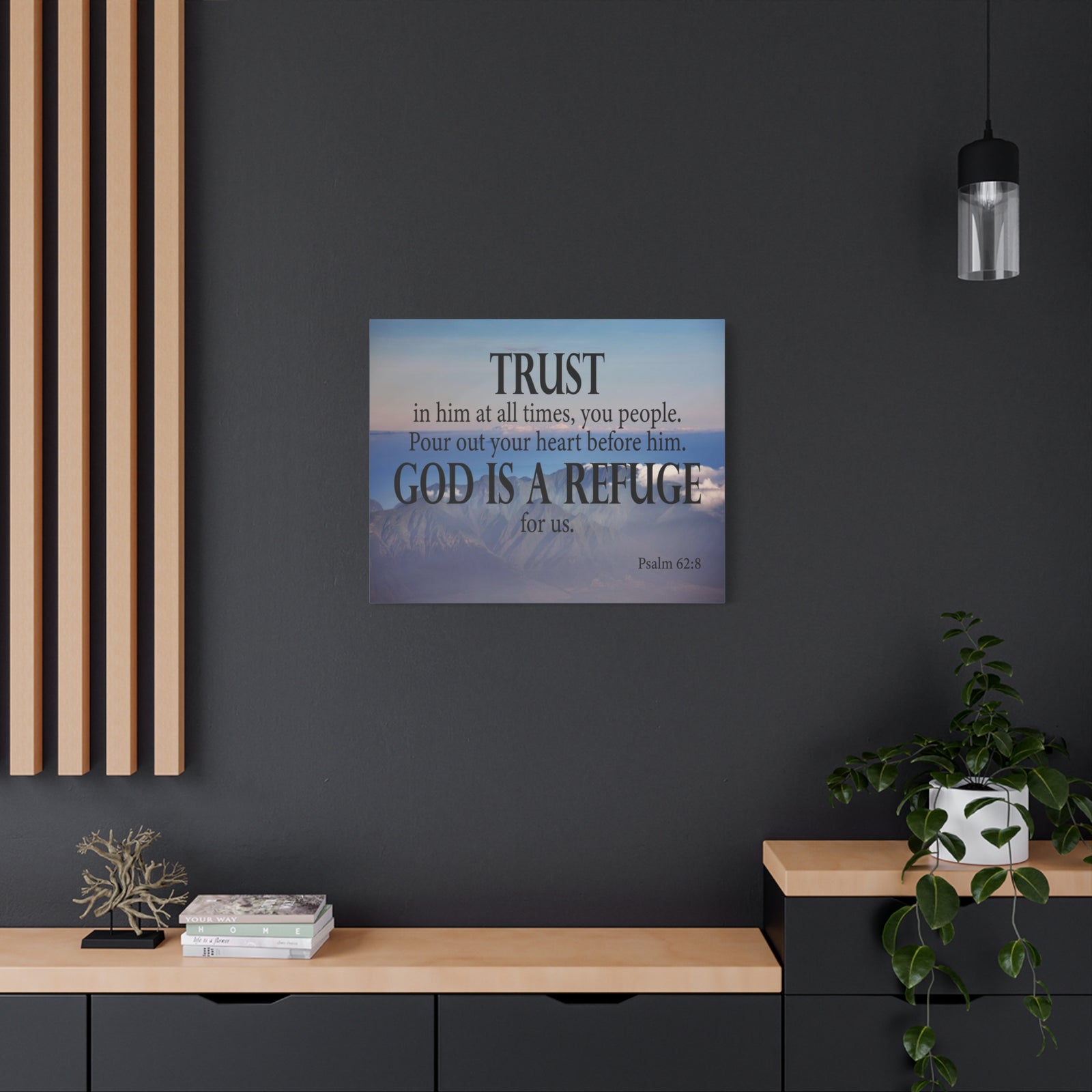 Bible Verse Canvas God is Refuge for Us Psalm 62:8 Wall Art Christian Home Decor-Express Your Love Gifts
