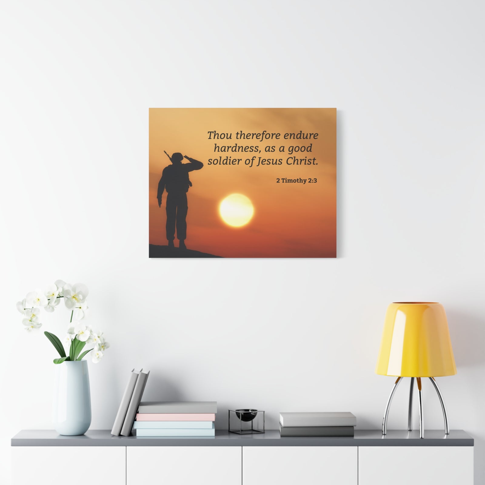 Scripture Walls Good Soldier 2 Timothy 2:3 Bible Verse Canvas Christian Wall Art Ready to Hang-Express Your Love Gifts