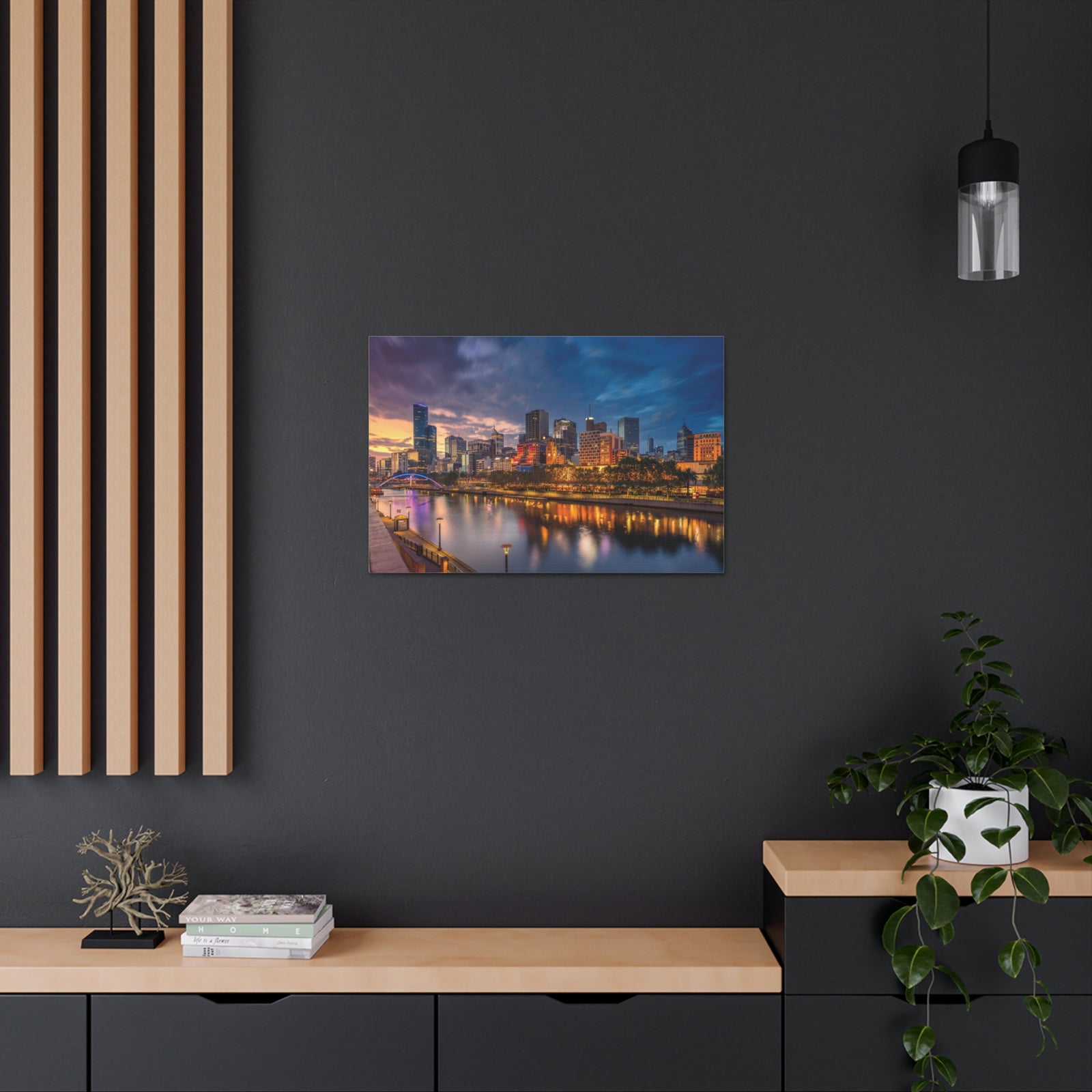 Melbourne Night Skyline Canvas Artwork High-Quality Breathtaking Stunning Cityscape for Home Decor Ready to Hang-Express Your Love Gifts