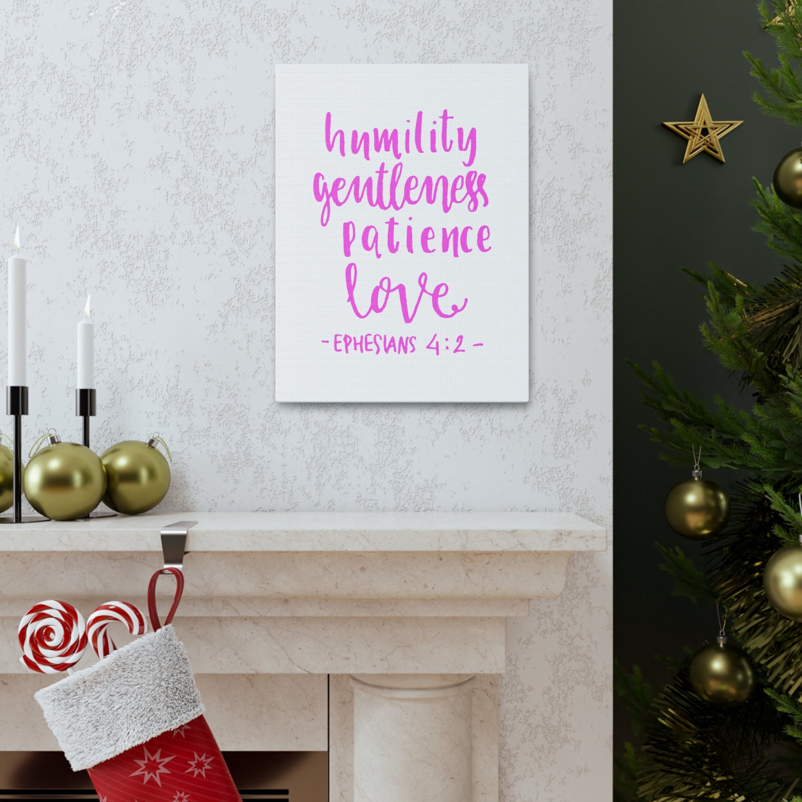 Scripture Walls Humility Gentleness Patience Love Ephesians 4:2 Bible Verse Canvas Christian Wall Art Ready To Hang-Express Your Love Gifts