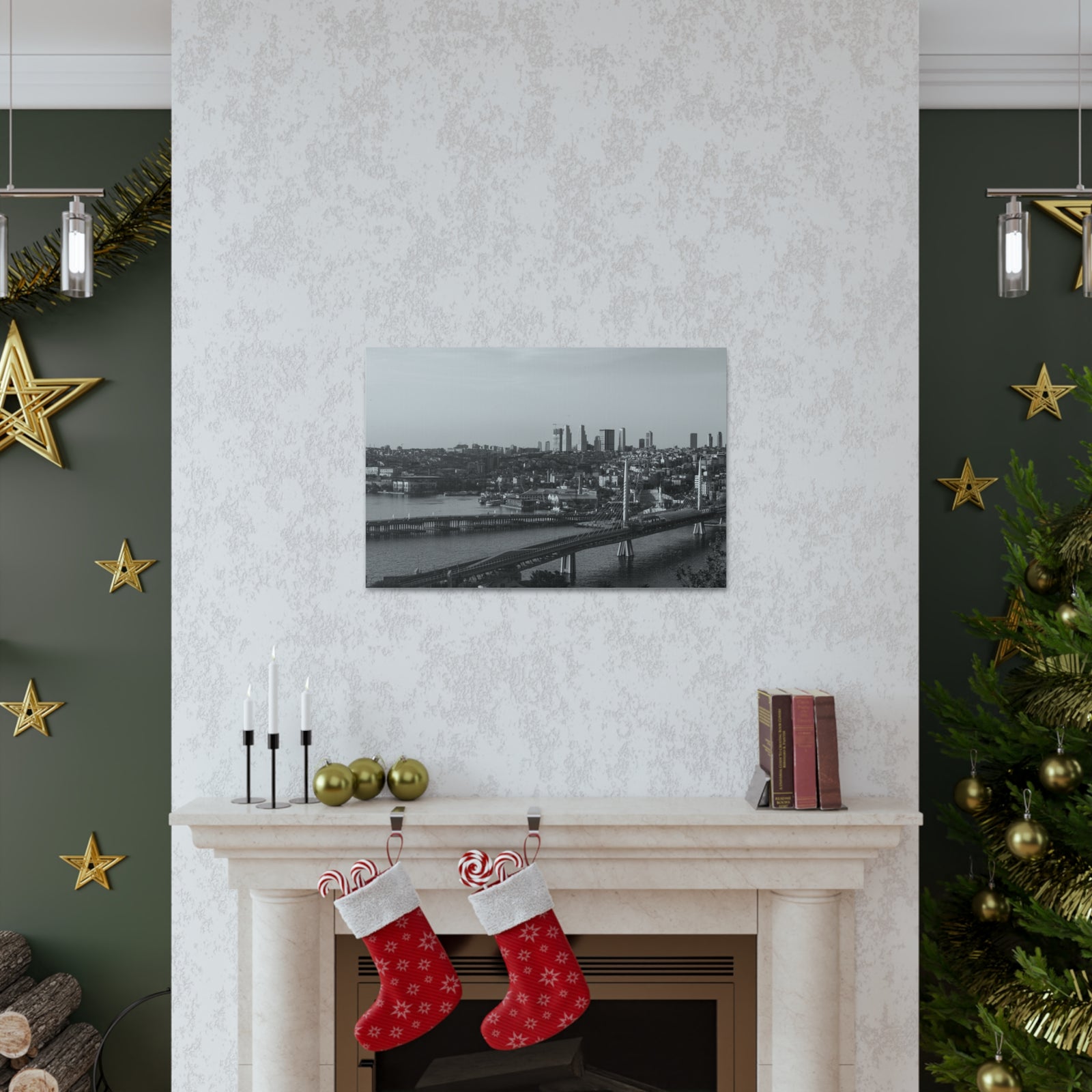 Istanbul Black And White Skyline Canvas Artwork High-Quality Breathtaking Stunning Cityscape for Home Decor Ready to Hang-Express Your Love Gifts