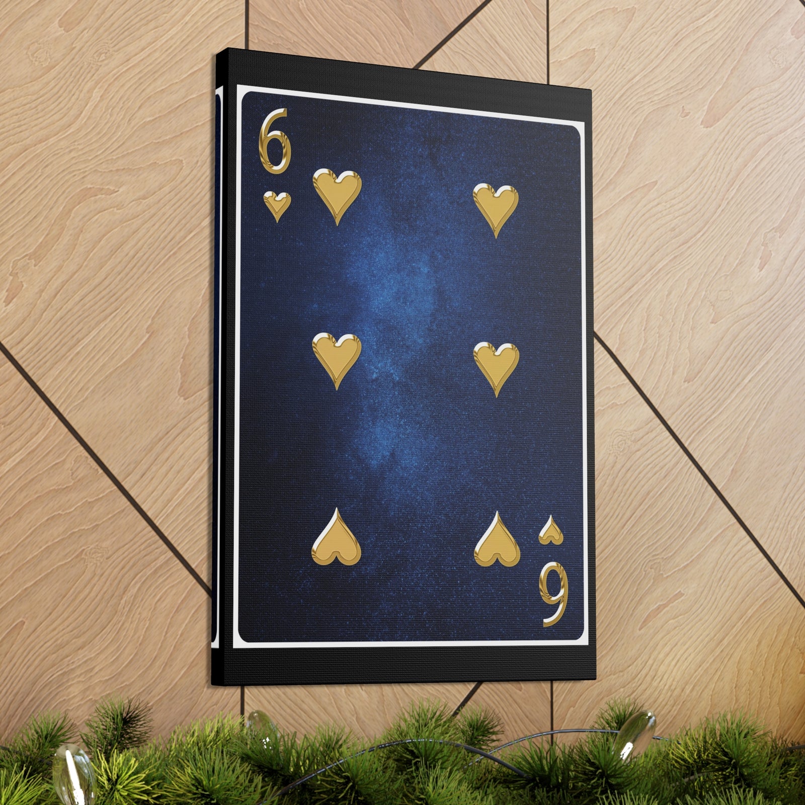 Six Of Hearts Space Background Playing Card Canvas Wall Art for Home Decor Ready-to-Hang-Express Your Love Gifts