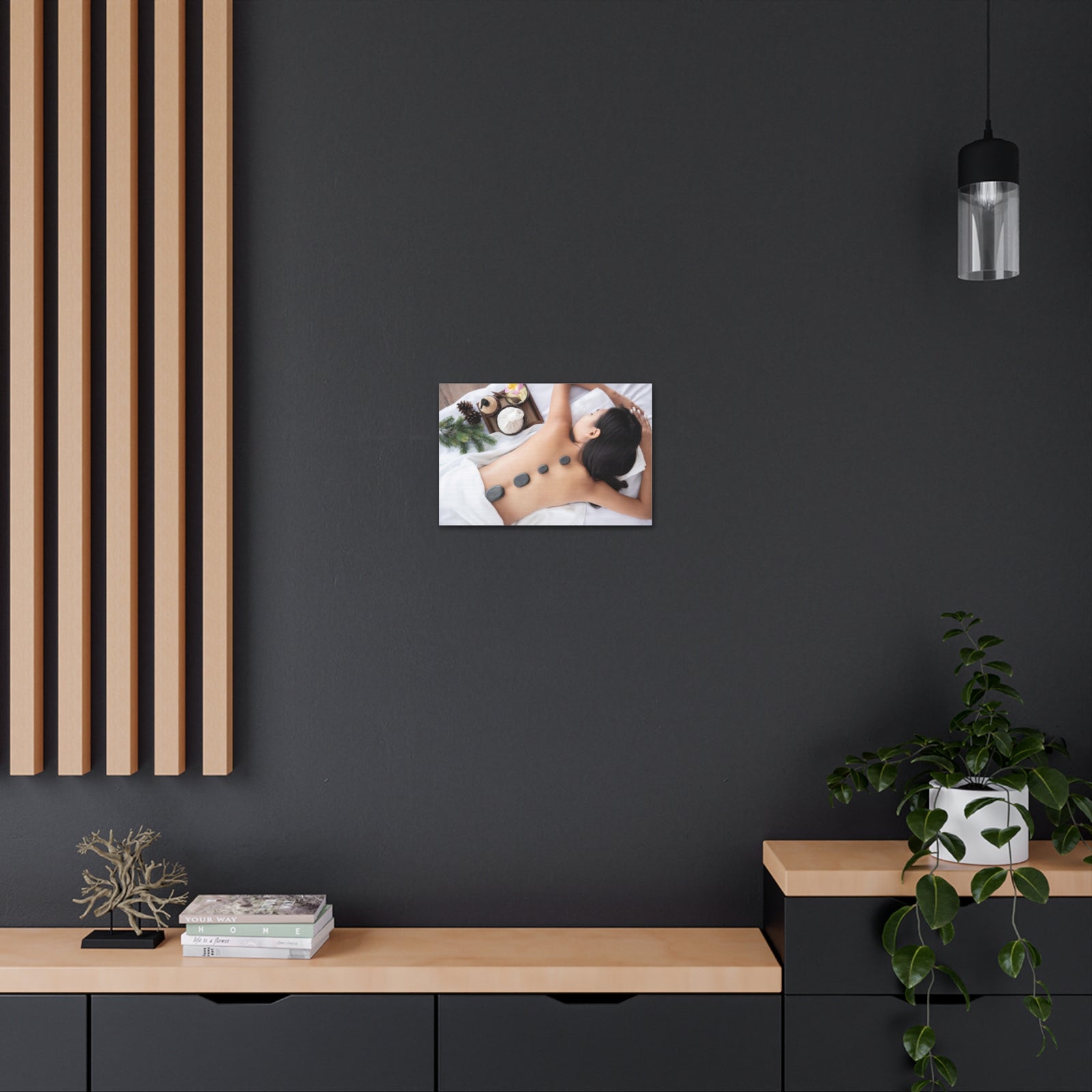 Rock Therapy Massage Forest Floral Nature Photography Canvas Wall Art for Home Decor Ready-to-Hang-Express Your Love Gifts