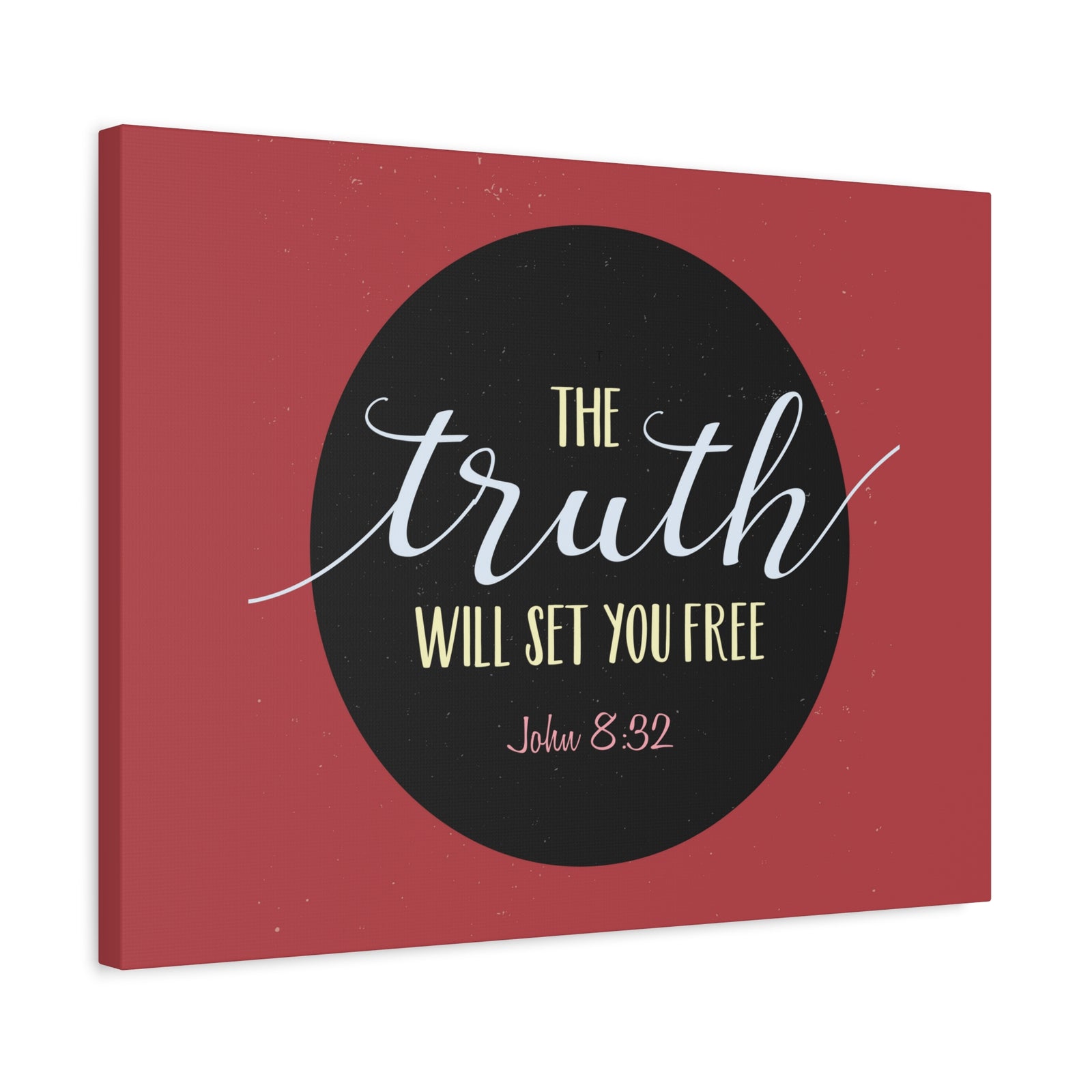 Scripture Canvas The Truth Red John 8:32 Christian Wall Art Bible Verse Print Ready to Hang-Express Your Love Gifts