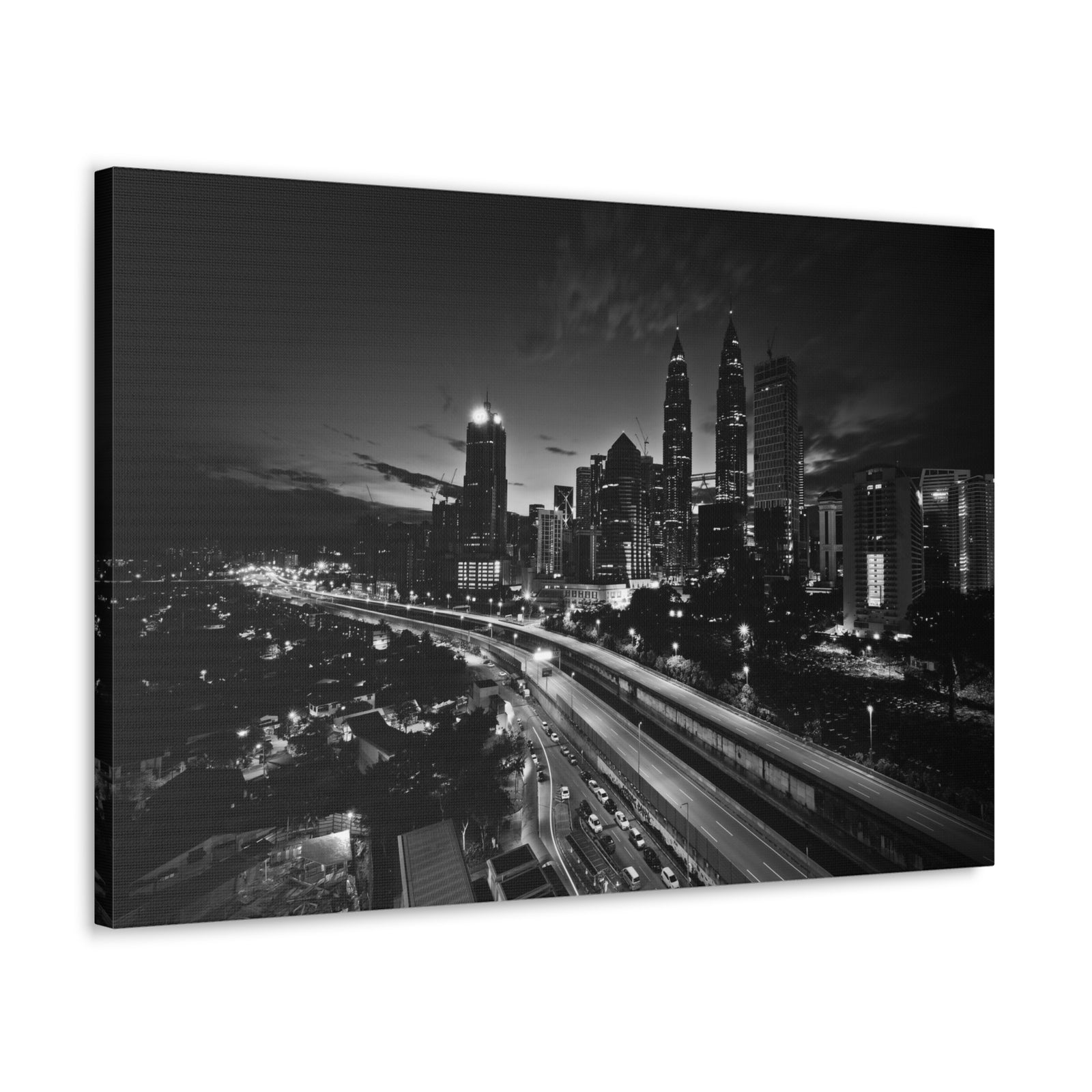 Kuala Lumpur Black And White Skyline Canvas Artwork High-Quality Breathtaking Stunning Cityscape for Home Decor Ready to Hang-Express Your Love Gifts
