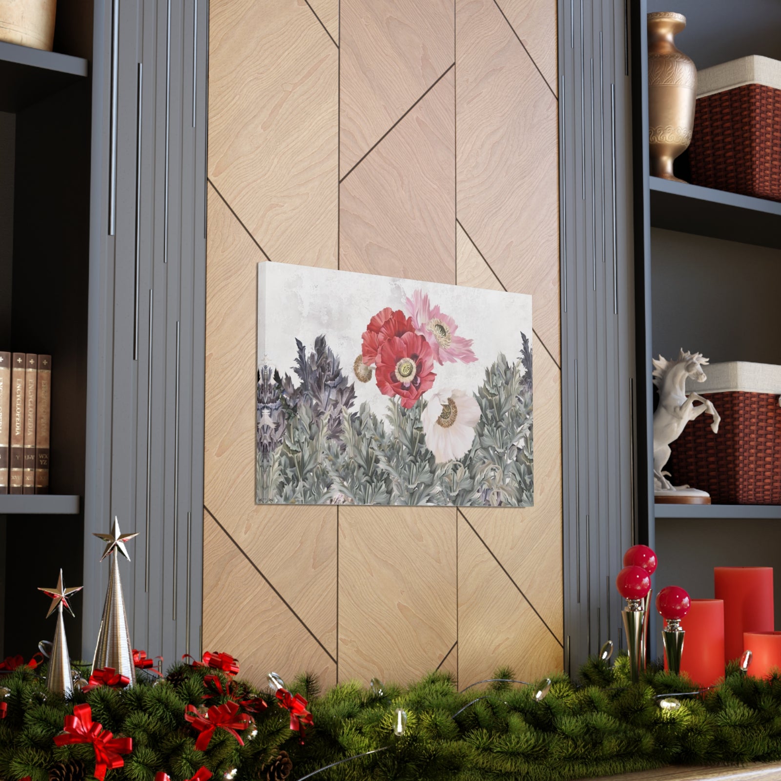 Poppies Flowers Illustration Flower Canvas Wall Art for Home Decor Ready-to-Hang-Express Your Love Gifts