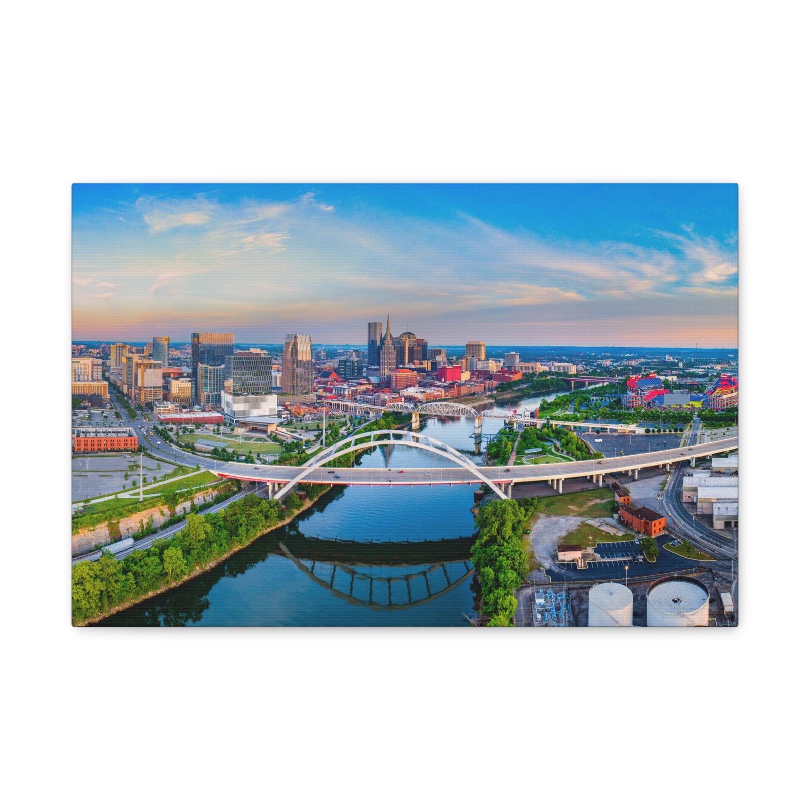 Nashville Daytime Skyline Canvas Artwork High-Quality Breathtaking Stunning Cityscape for Home Decor Ready to Hang-Express Your Love Gifts