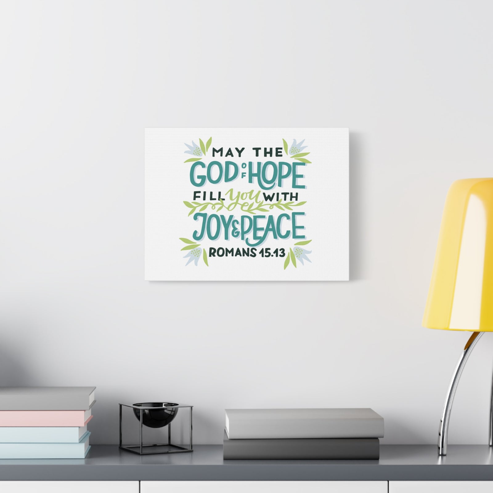 Scripture Canvas God Of Hope Romans 45:43 Christian Wall Art Bible Verse Print Ready to Hang-Express Your Love Gifts