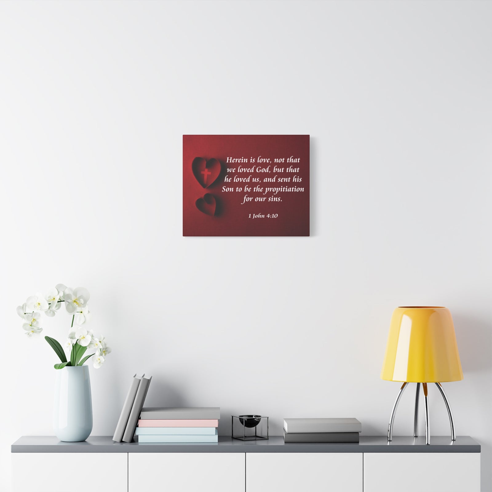 Bible Verse Canvas Herein is Love 1 John 4:10 Christian Home Décor Wall Art Scripture Ready to Hang Faith Print-Express Your Love Gifts