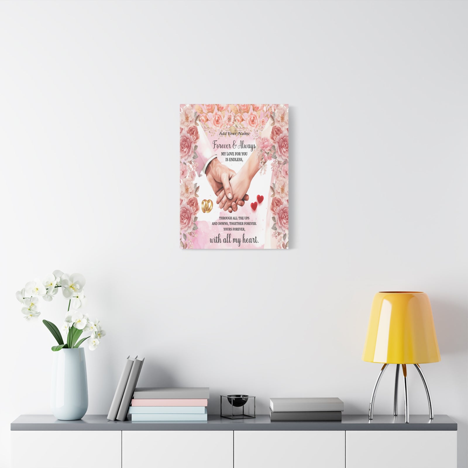 Personalized To My Wife Forever & Always Floral Canvas Wall Art – Romantic Wedding & Anniversary Gift-Express Your Love Gifts