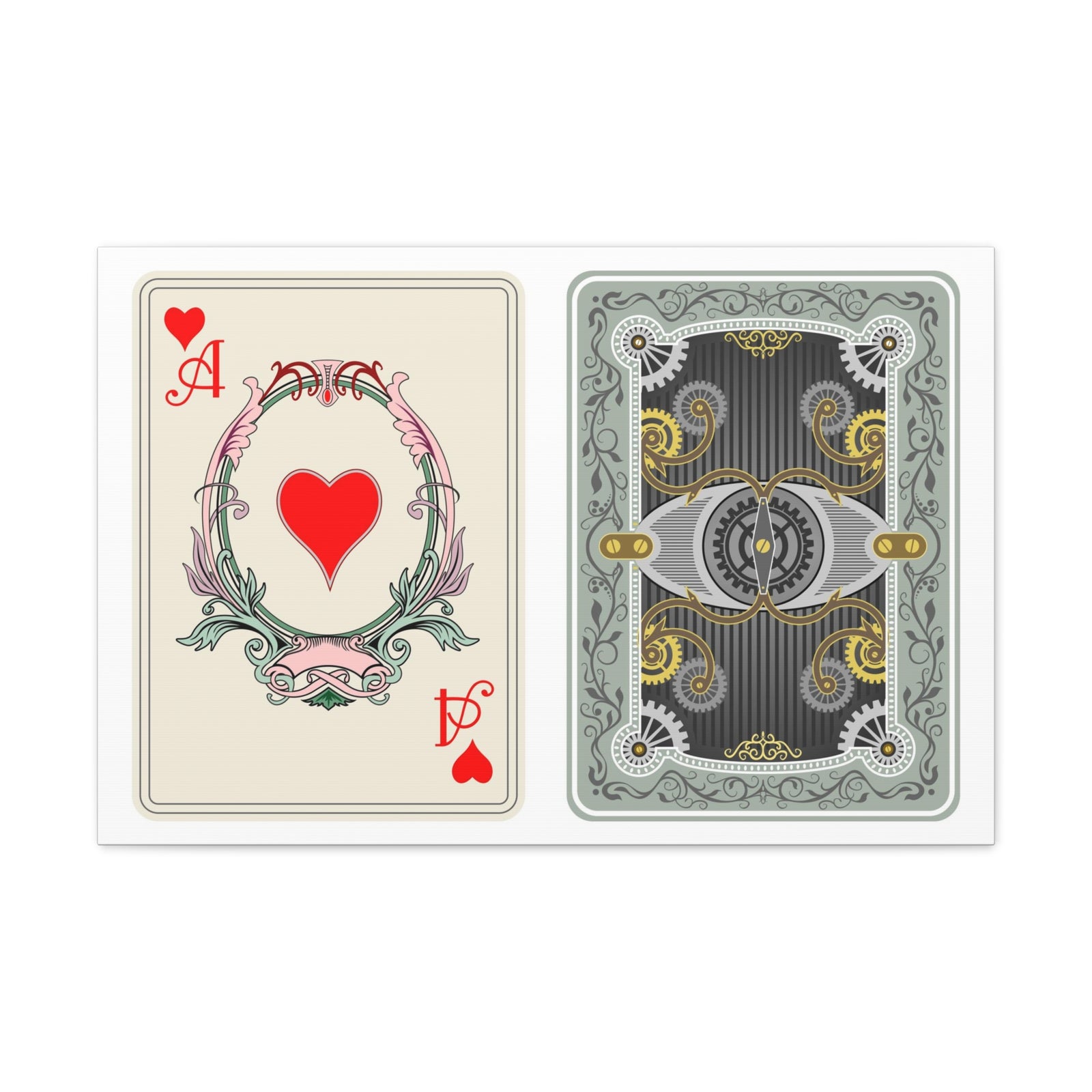 Steampunk Style Ace Of Hearts Playing Card Canvas Wall Art for Home Decor Ready-to-Hang-Express Your Love Gifts