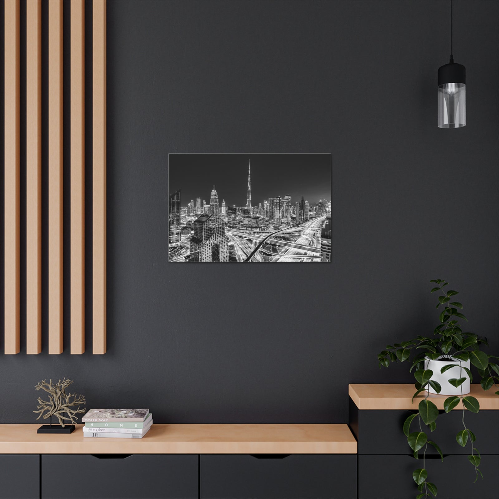 Dubai Black And White Skyline Canvas Artwork High-Quality Breathtaking Stunning Cityscape for Home Decor Ready to Hang-Express Your Love Gifts