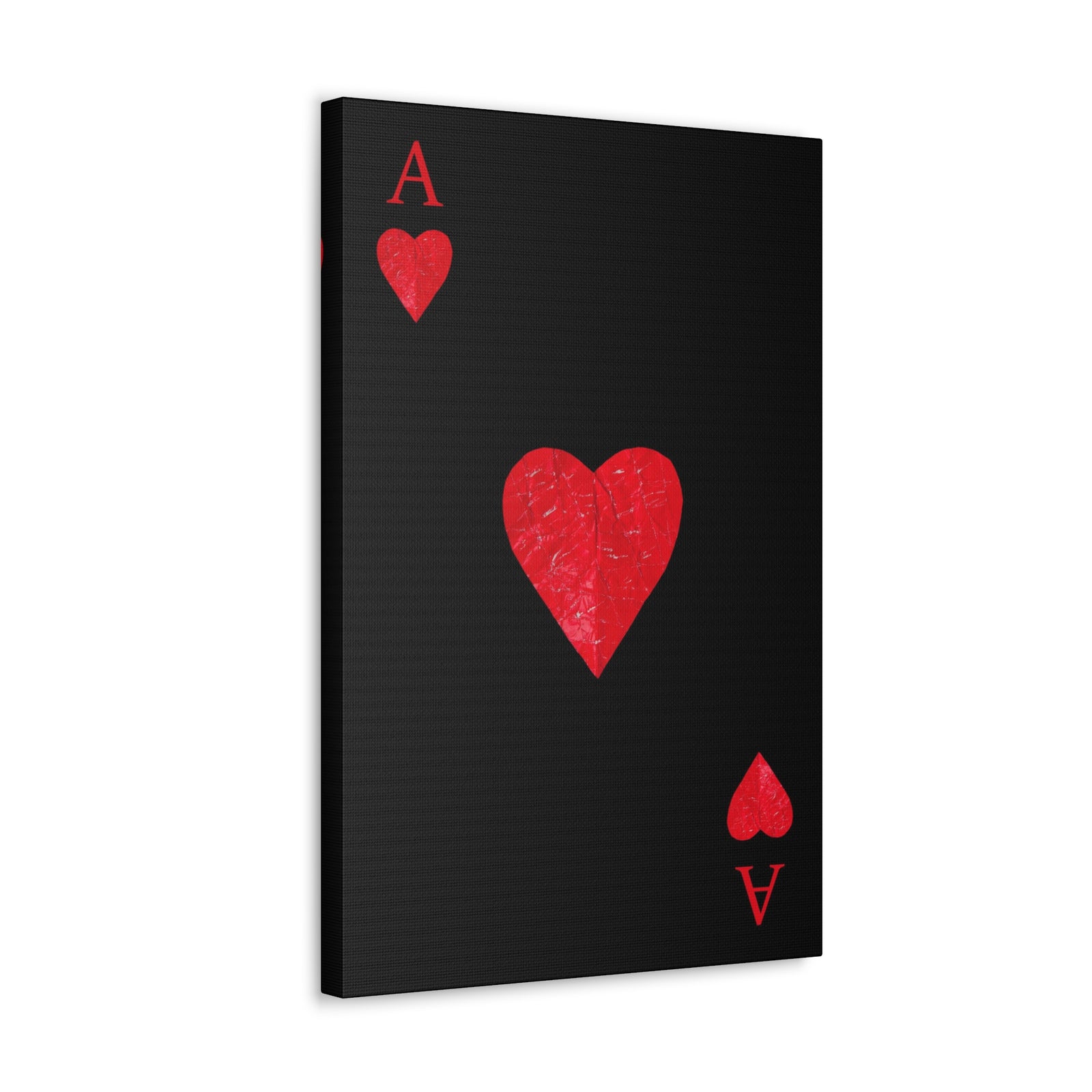 Ace Of Hearts Black Surface Playing Card Canvas Wall Art for Home Decor Ready-to-Hang-Express Your Love Gifts