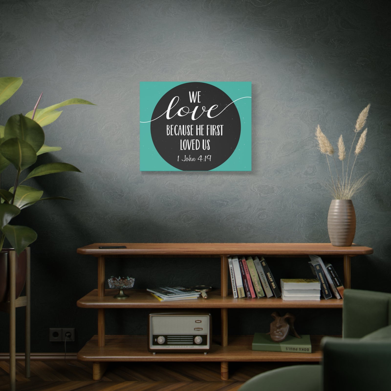 Scripture Canvas We Love 1 John 4:19 Christian Wall Art Bible Verse Print Ready to Hang-Express Your Love Gifts