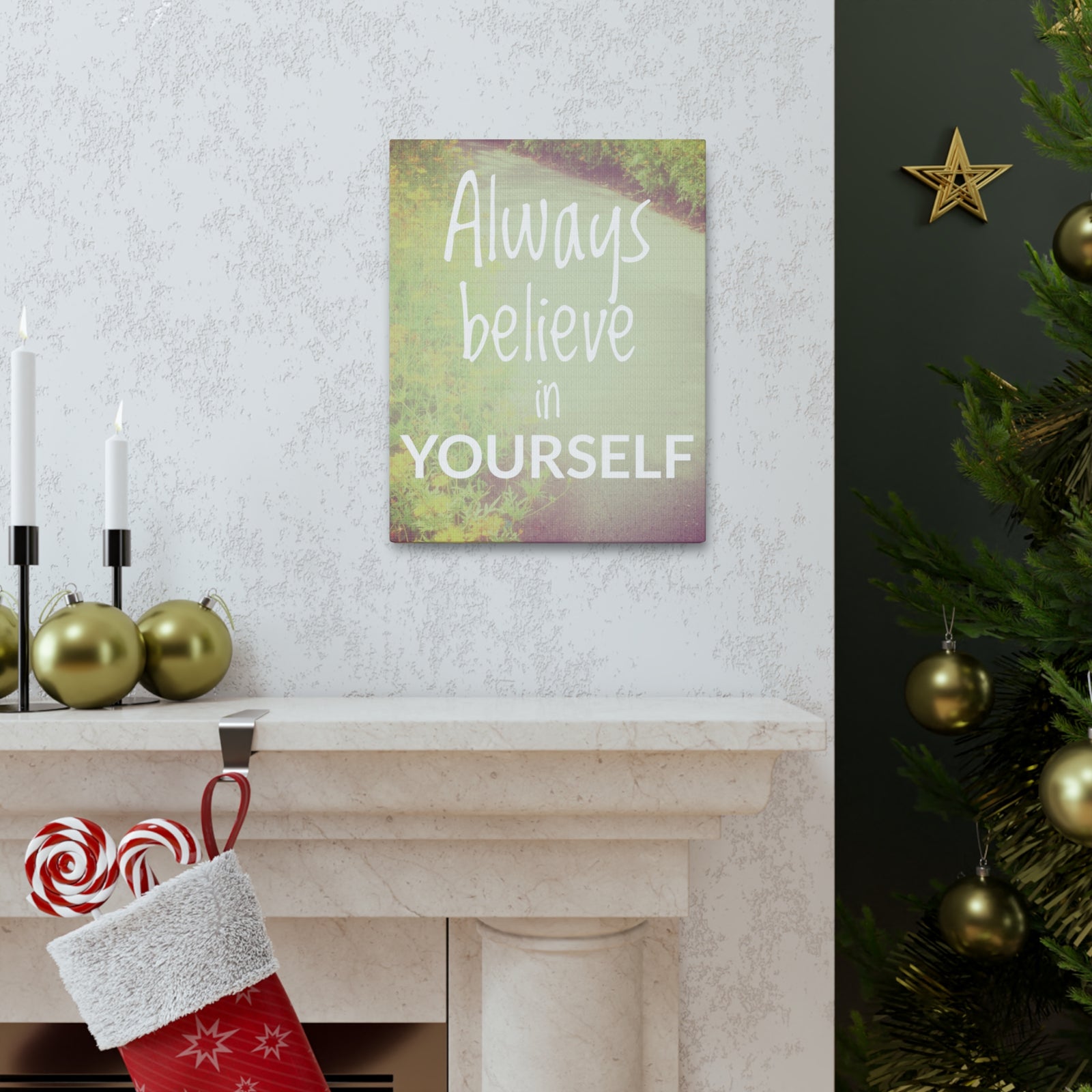 Inspirational Quote Canvas Always Believe In Yourself Motivational Print Ready to Hang Artwork-Express Your Love Gifts