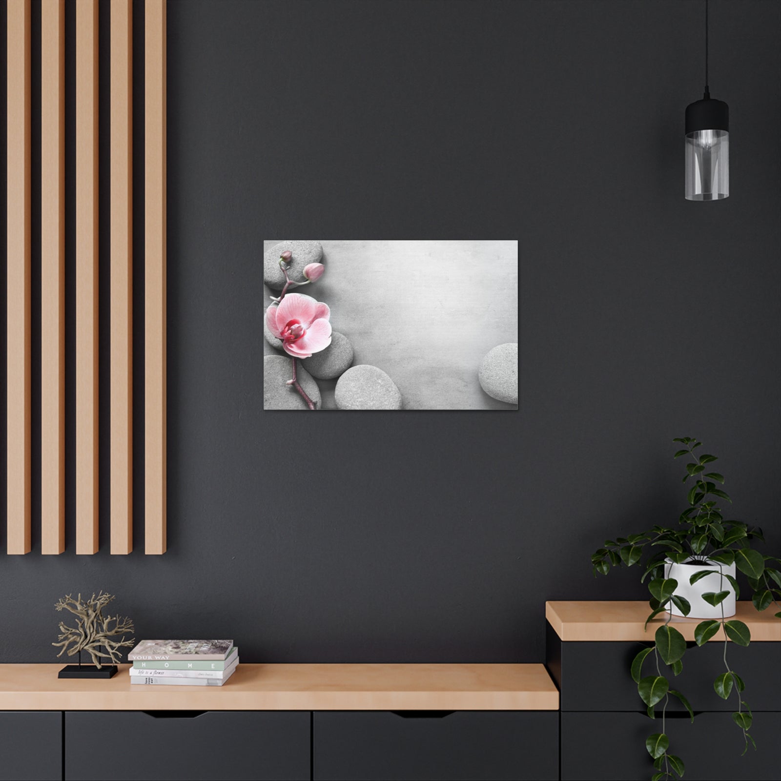 Orchid Pink Flower Forest Floral Nature Photography Canvas Wall Art for Home Decor Ready-to-Hang-Express Your Love Gifts