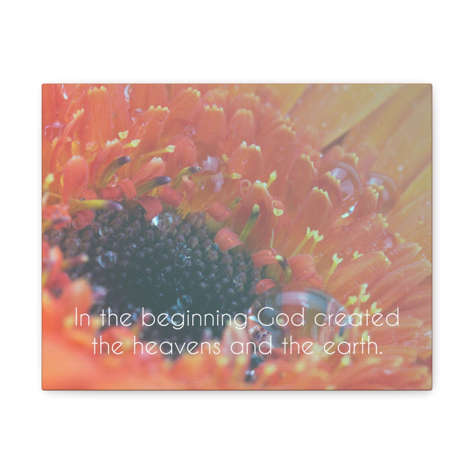 Scripture Canvas The Heavens And The Earth Genesis 1:1 Christian Wall Art Bible Verse Print Ready to Hang-Express Your Love Gifts