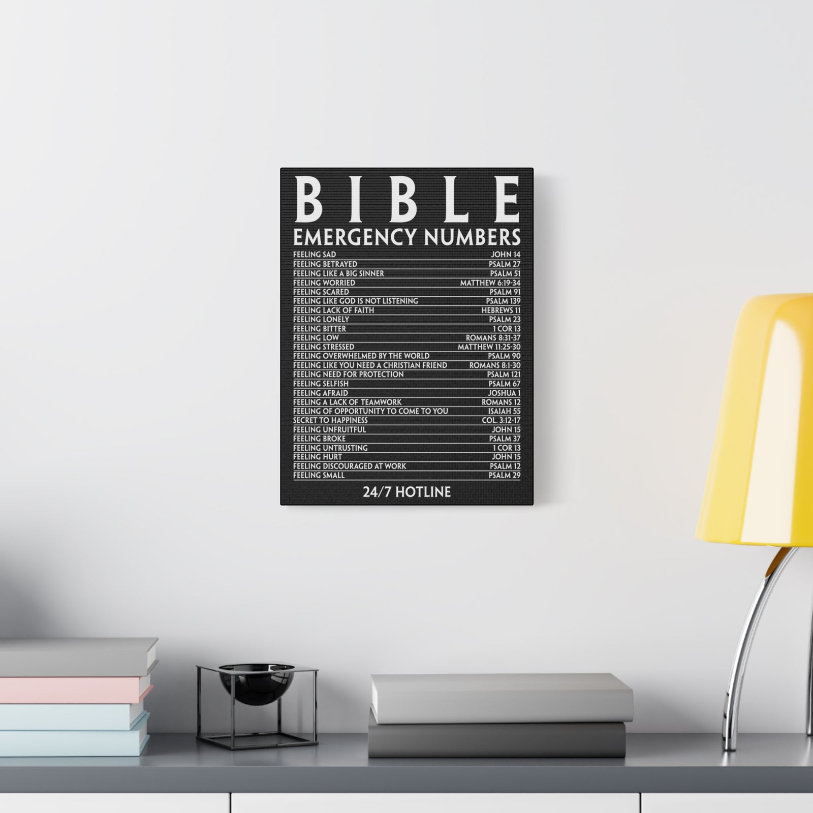 Scripture Walls Bible Emergency Hotline Numbers Bible Verse Canvas Christian Wall Art Ready to Hang Unframed-Express Your Love Gifts