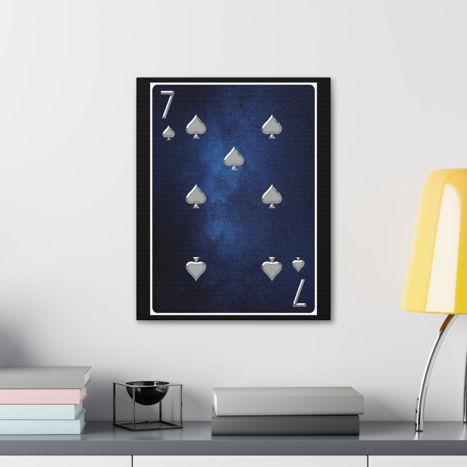 Seven Of Spades Space Background Playing Card Canvas Wall Art for Home Decor Ready-to-Hang-Express Your Love Gifts