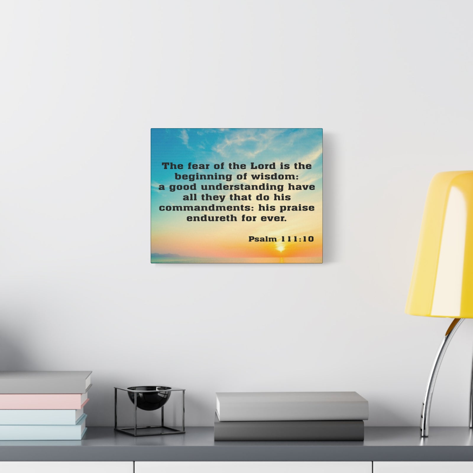 Bible Verse Canvas The Fear of The Lord is The Beginning of Wisdom Psalm 111:10 Christian Home Décor Wall Art Scripture Ready to Hang Faith Print-Express Your Love Gifts
